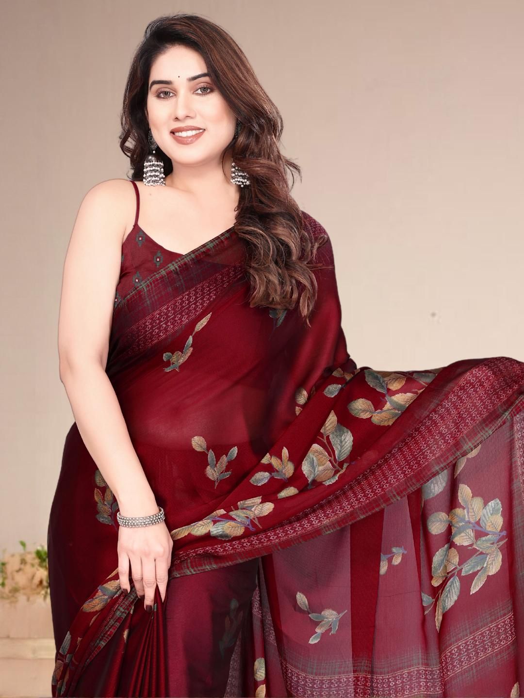 SUPERLAXMI Floral Pure Chiffon Saree-picture-16