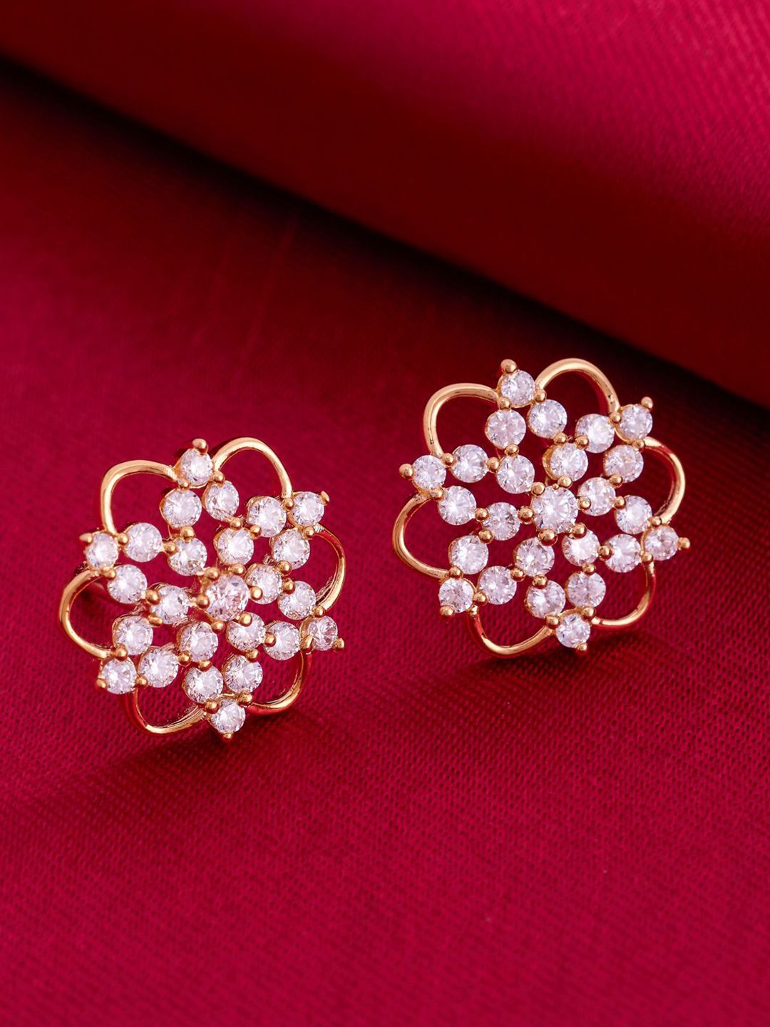 Kushal's Fashion Jewellery Gold Plated Zircon Studded Classic Studs Earrings-picture-23