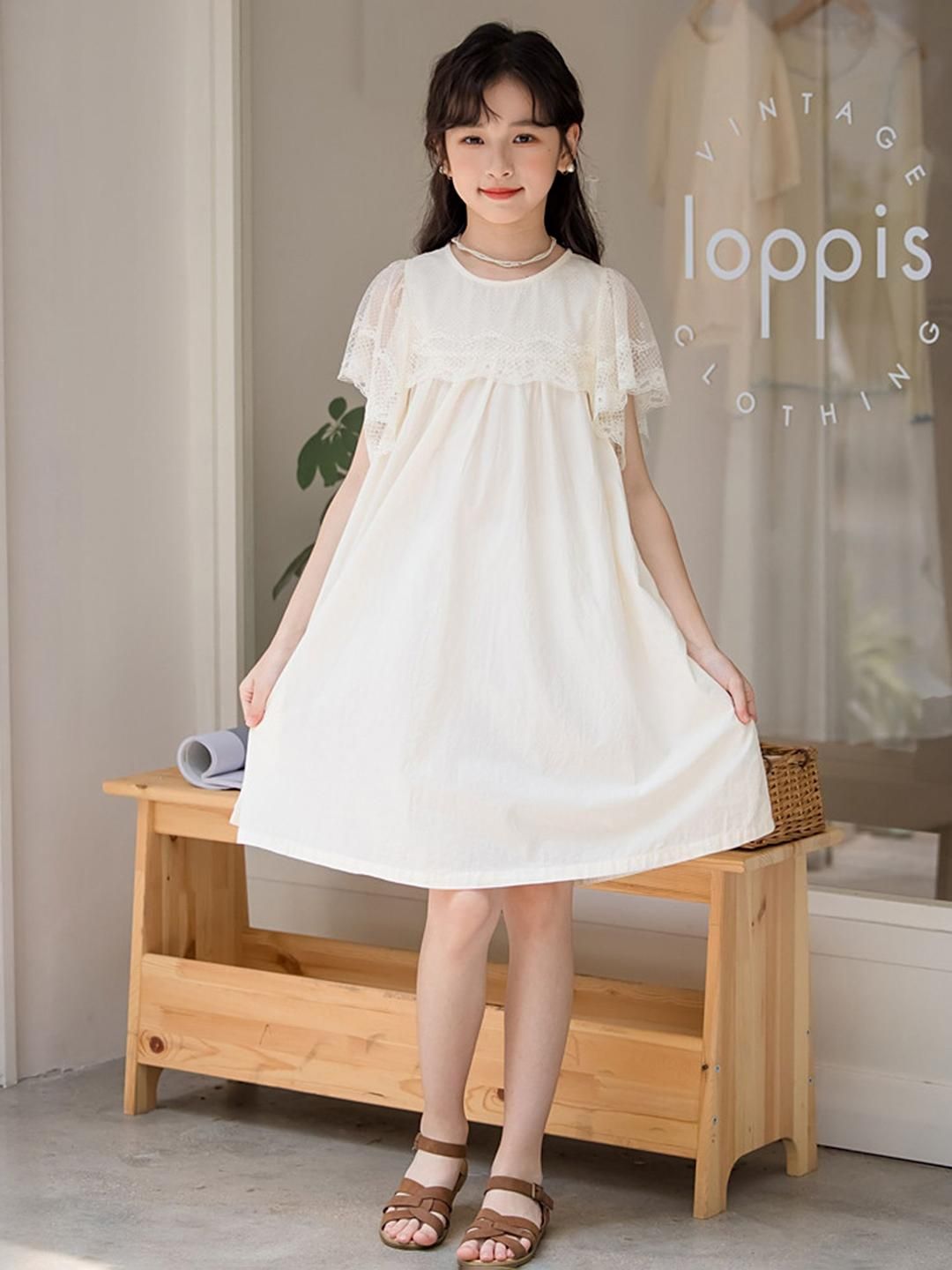 LULU & SKY Girls Flutter Sleeve Lace Detail A-Line Dress-picture-58