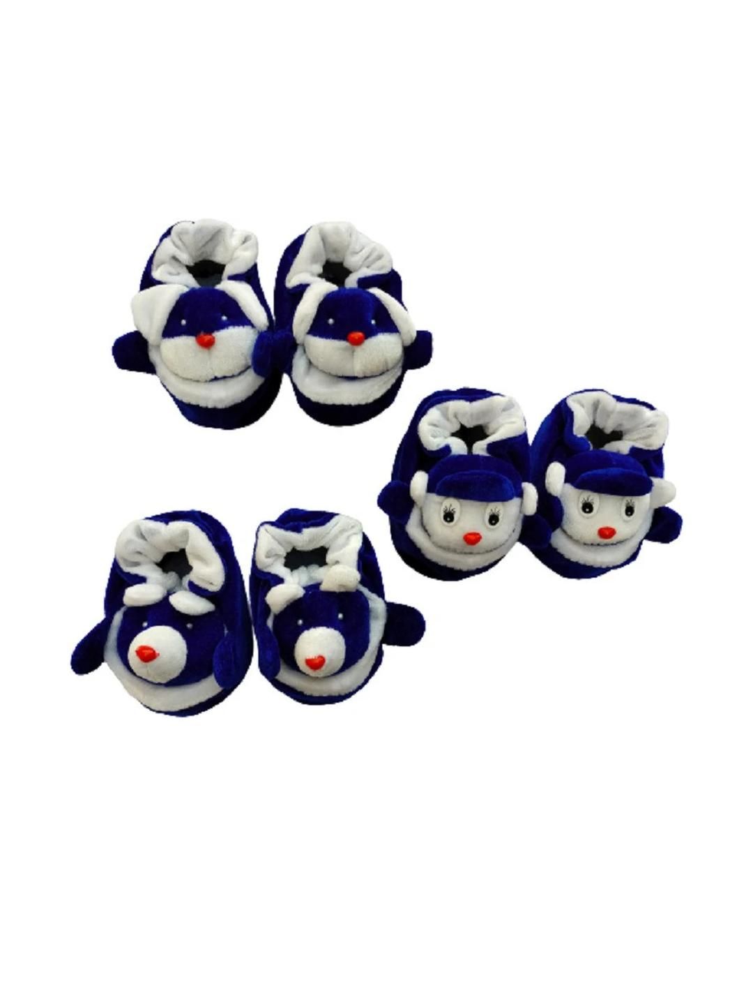 LMN CHILD CARE Pack Of 3 Kids Blue Cartoon Character Cotton Booties-image-44