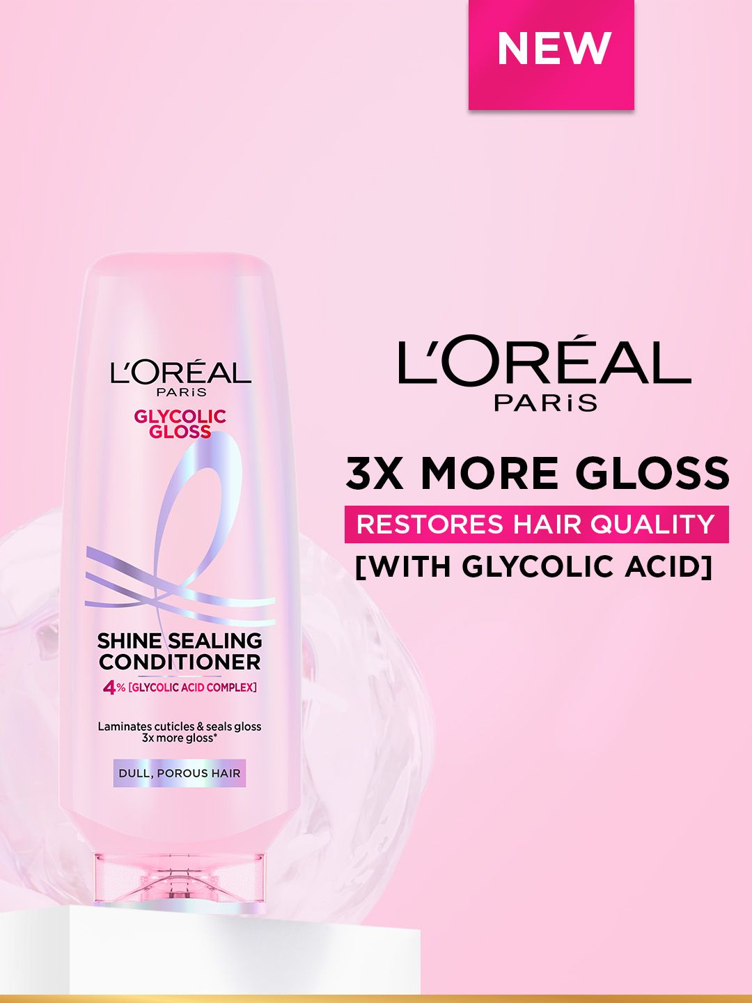 LOreal Paris Glycolic Gloss Shine Sealing Conditioner with Glycolic Acid Complex - 175 ml