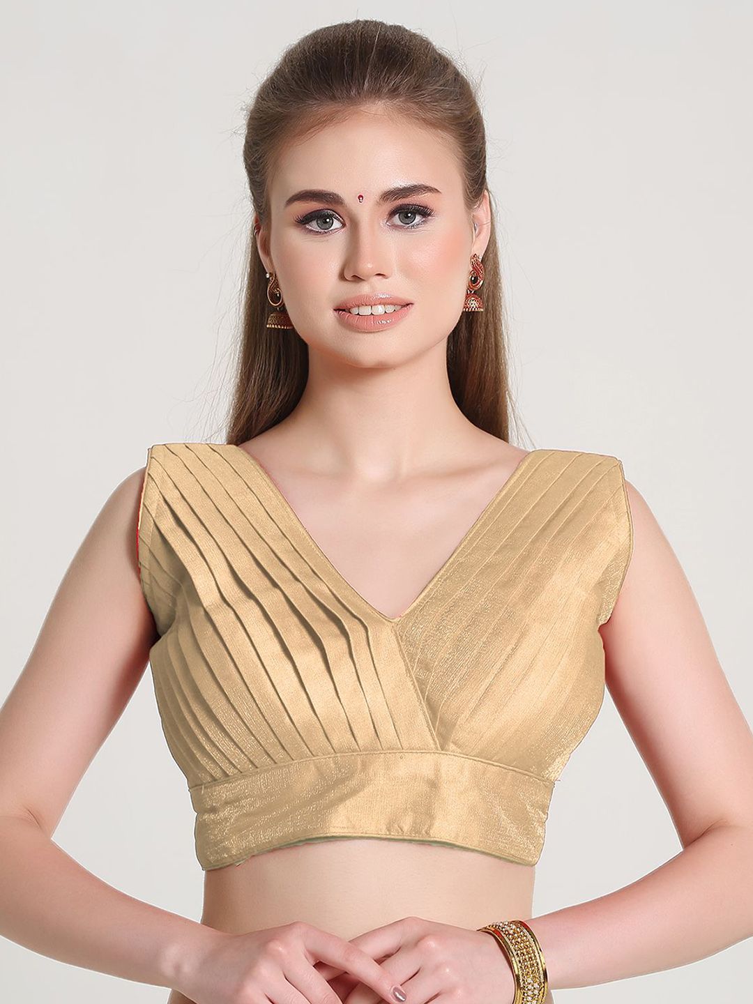 HERE&NOW Silk V-Neck Padded Saree Blouse-picture-41