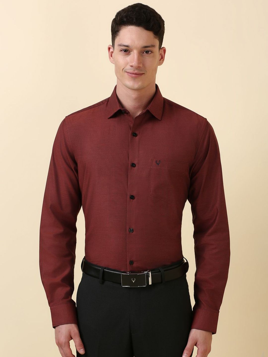 Allen Solly Slim Fit Textured Long Sleeves Pure Cotton Formal Shirt-picture-33