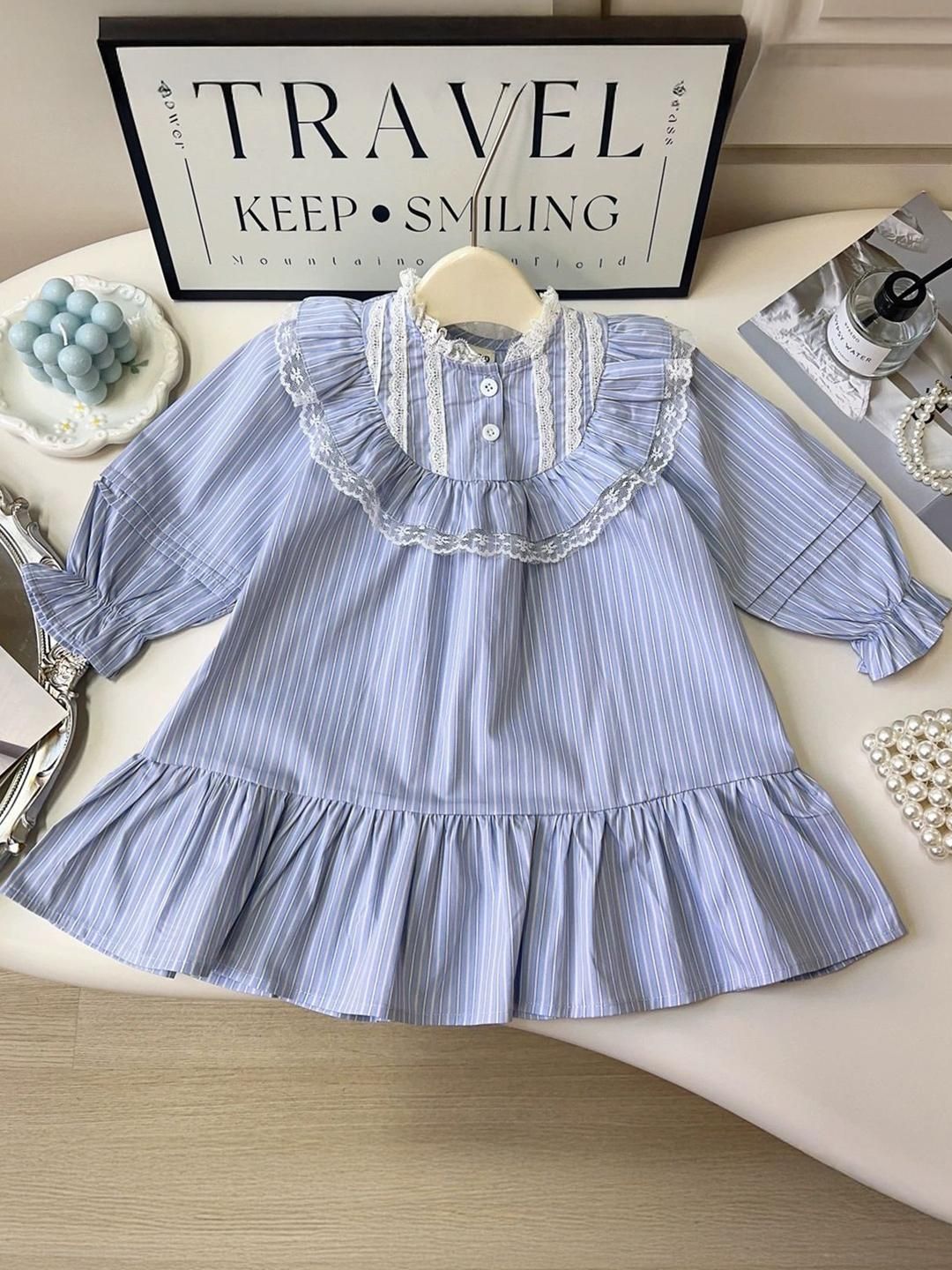 LULU & SKY Girls Striped Bell Sleeve A-Line Dress-picture-48