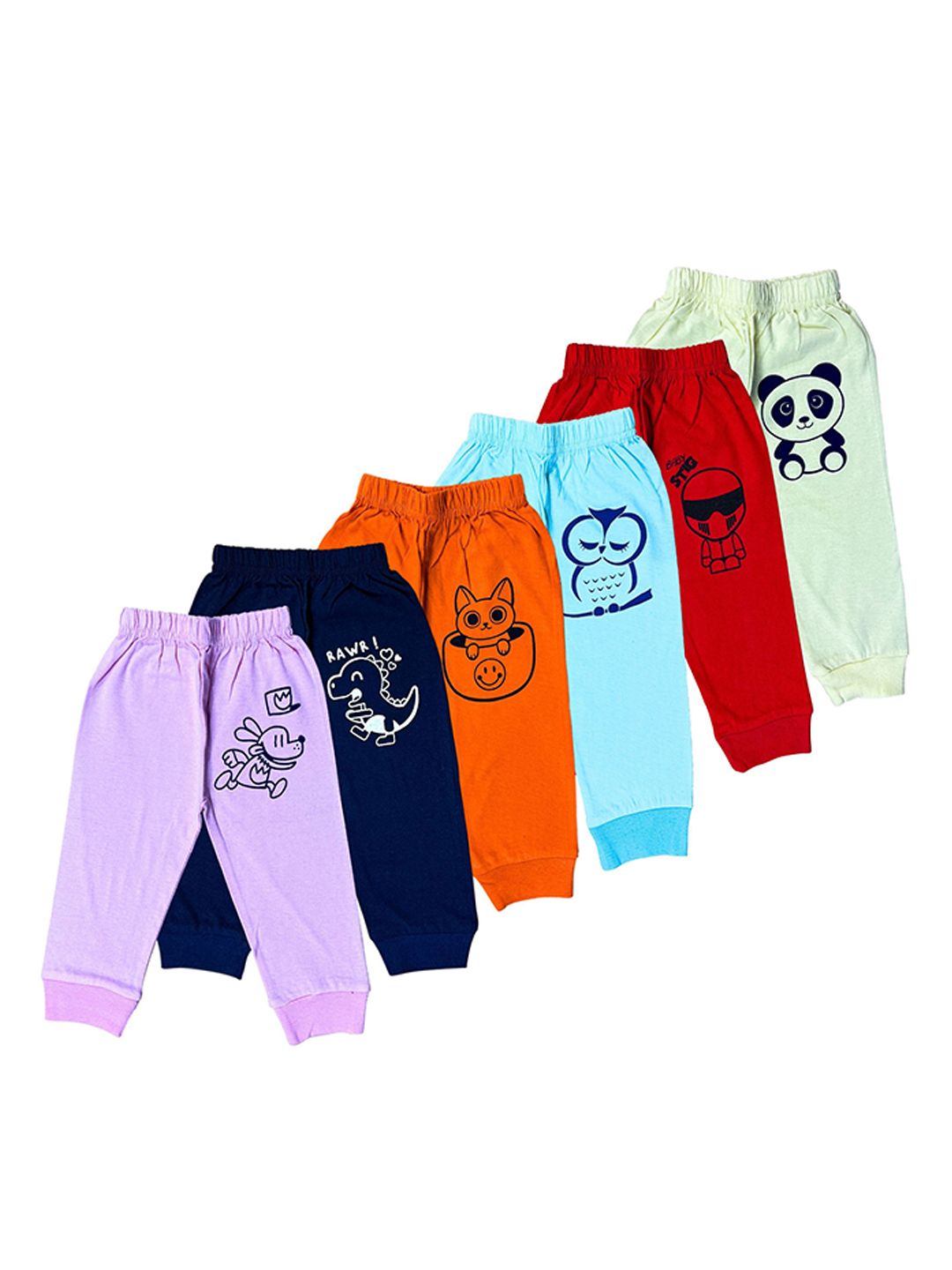 Surfbae Kids Pack Of 6 Printed Cotton Relaxed Fit Mid-Rise Joggers-image-48