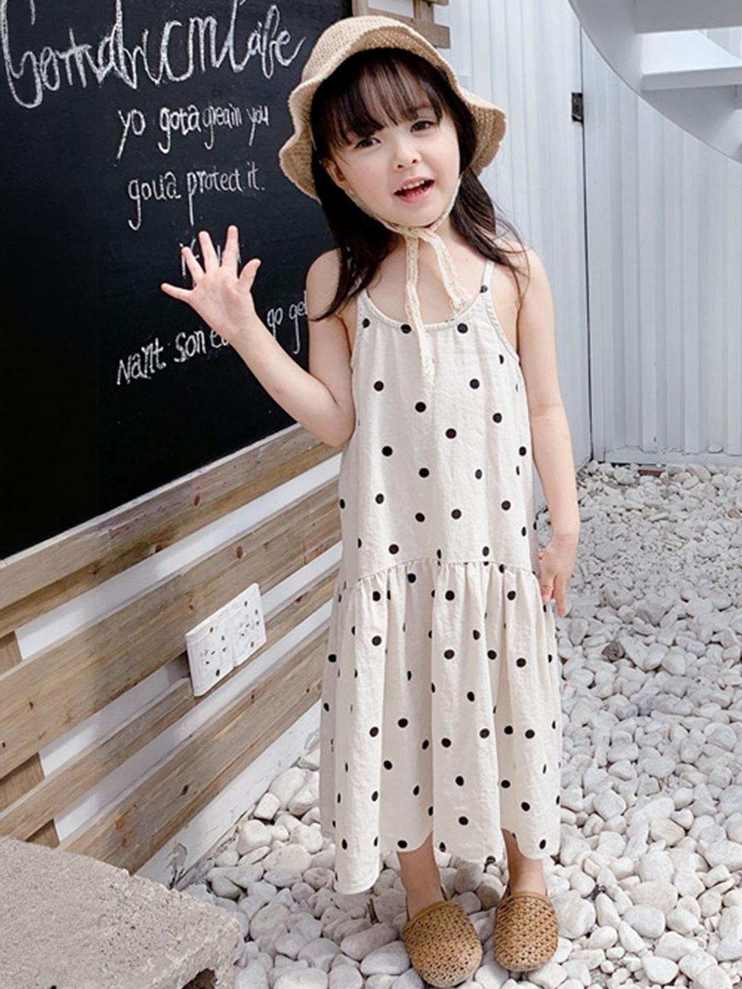 LULU & SKY Girls Polka Dot Printed Shoulder Straps Tiered A-Line Dress-picture-33