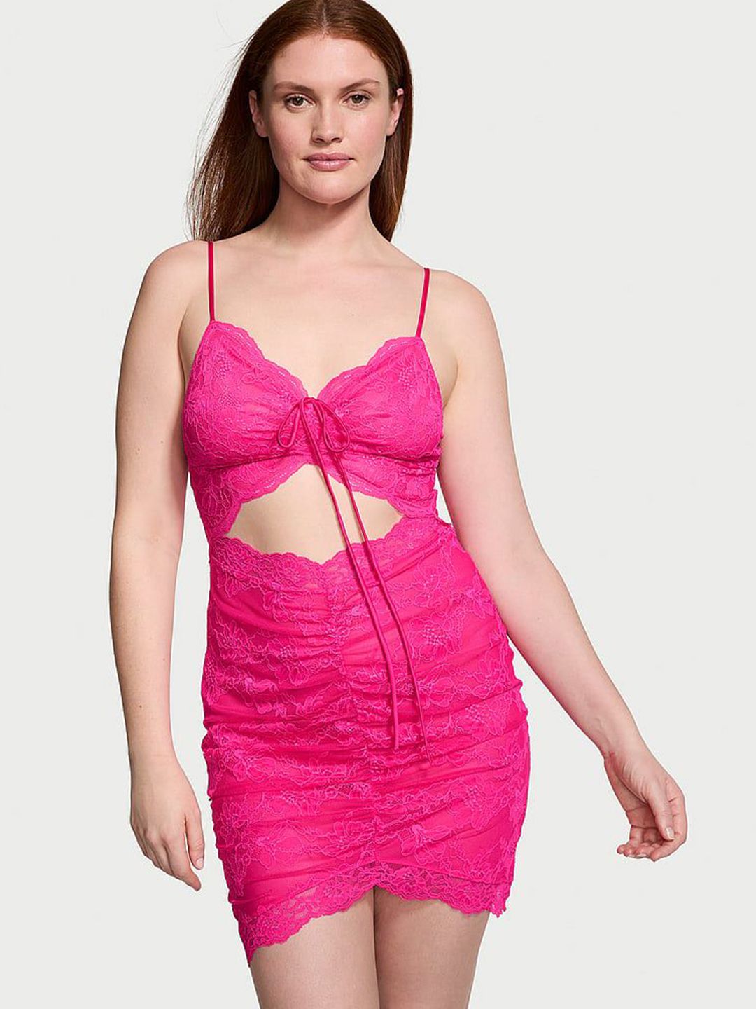 Victoria's Secret Women Ruched Lace Cutout Sweat Nightdress-picture-51