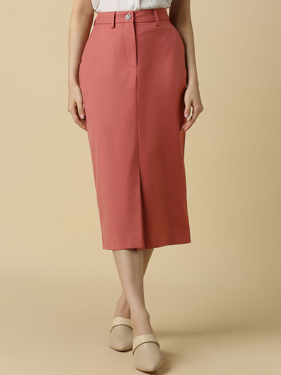 Allen Solly Woman Straight Midi Formal Skirt-picture-35