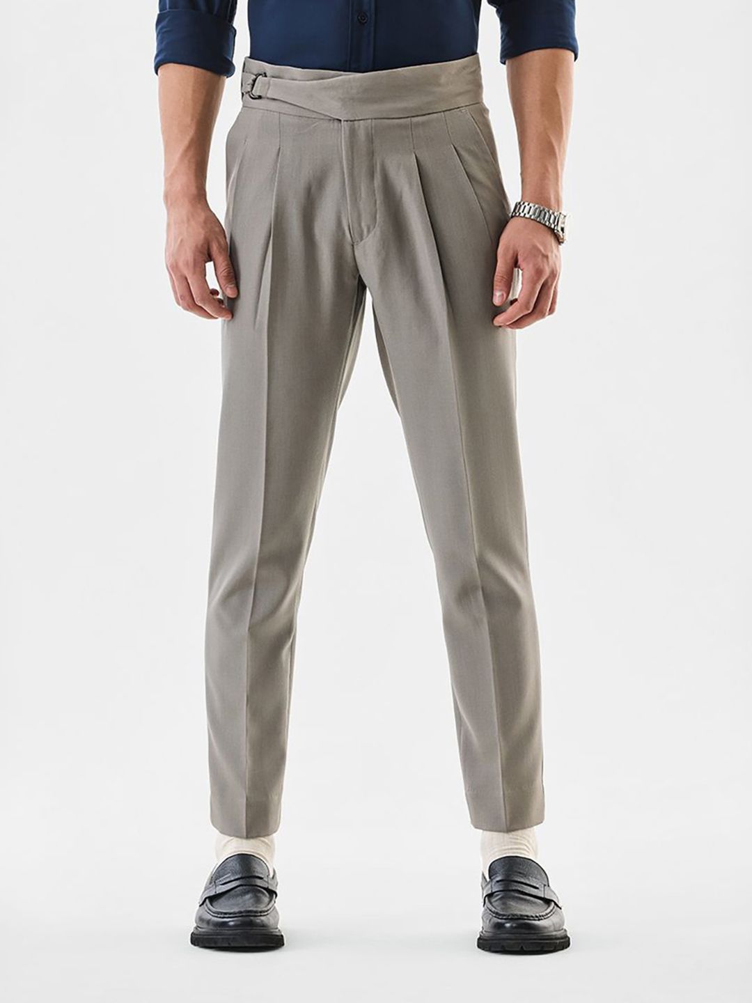 Snitch Men Grey High-Rise Slim Fit Trouser-picture-10