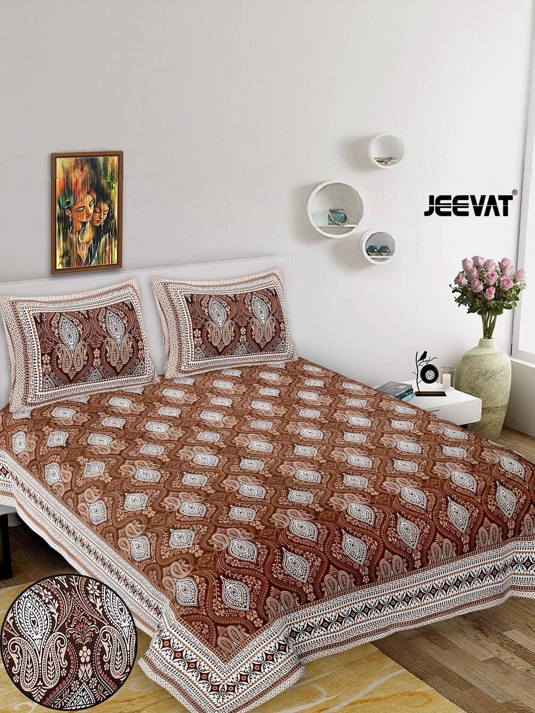 JEEVAT Men Brown Bedsheets-picture-33