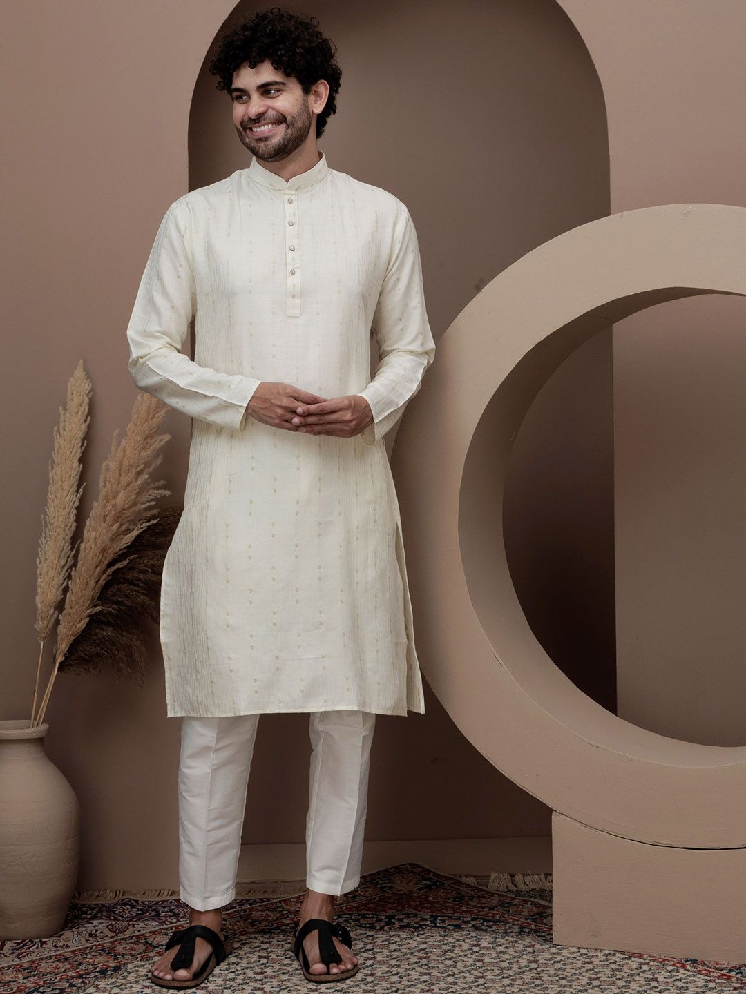 Dulha Ghar Men Embroidered Regular Kurta with Pyjamas-picture-11