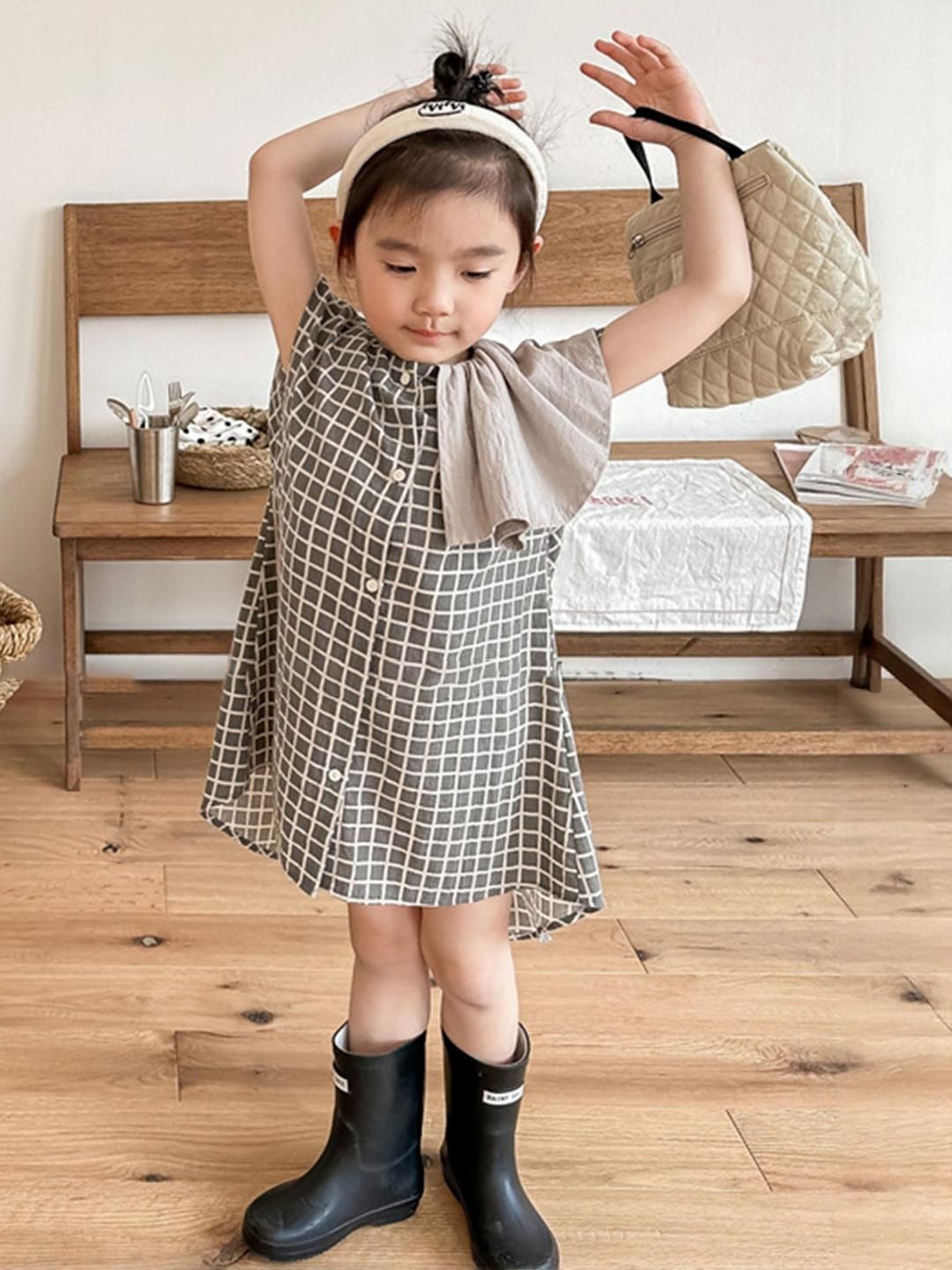 LULU & SKY Girls Checked Flutter Sleeves A-Line Dress-picture-22