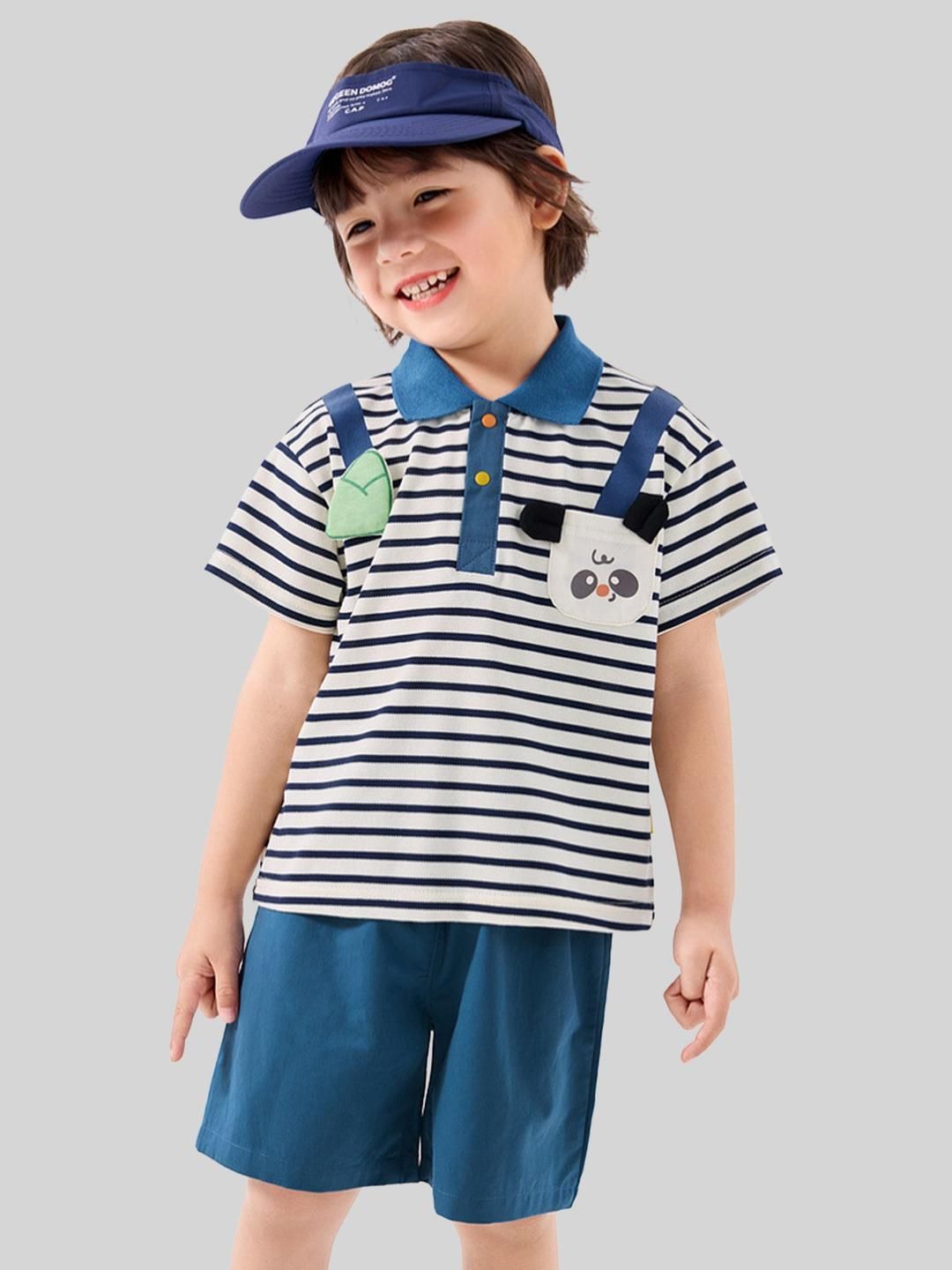 LULU & SKY Kids Striped Pure Cotton T-shirt With Shorts-picture-47