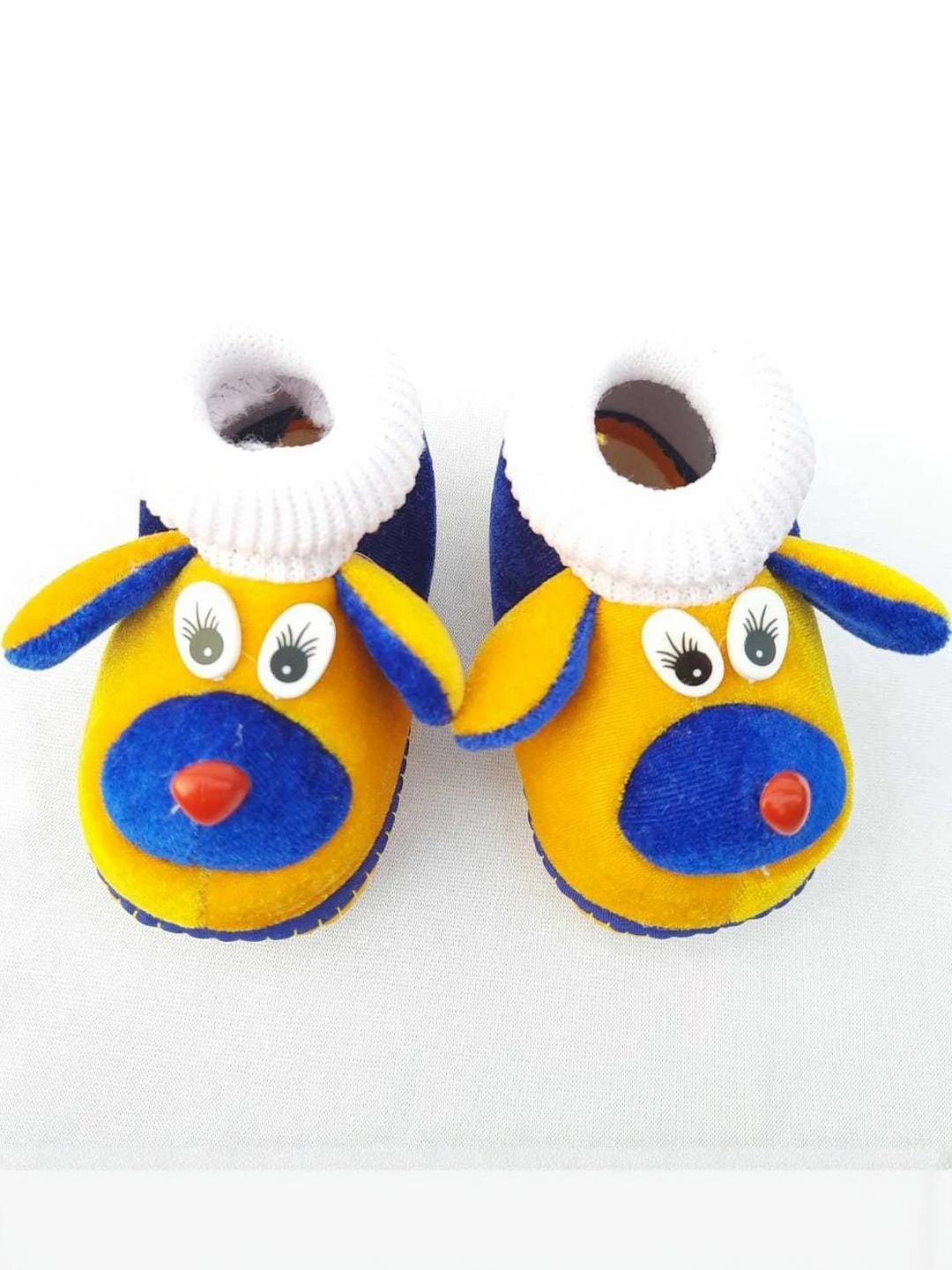 LMN CHILD CARE Unisex Kids Yellow & Blue Cotton Booties-picture-48
