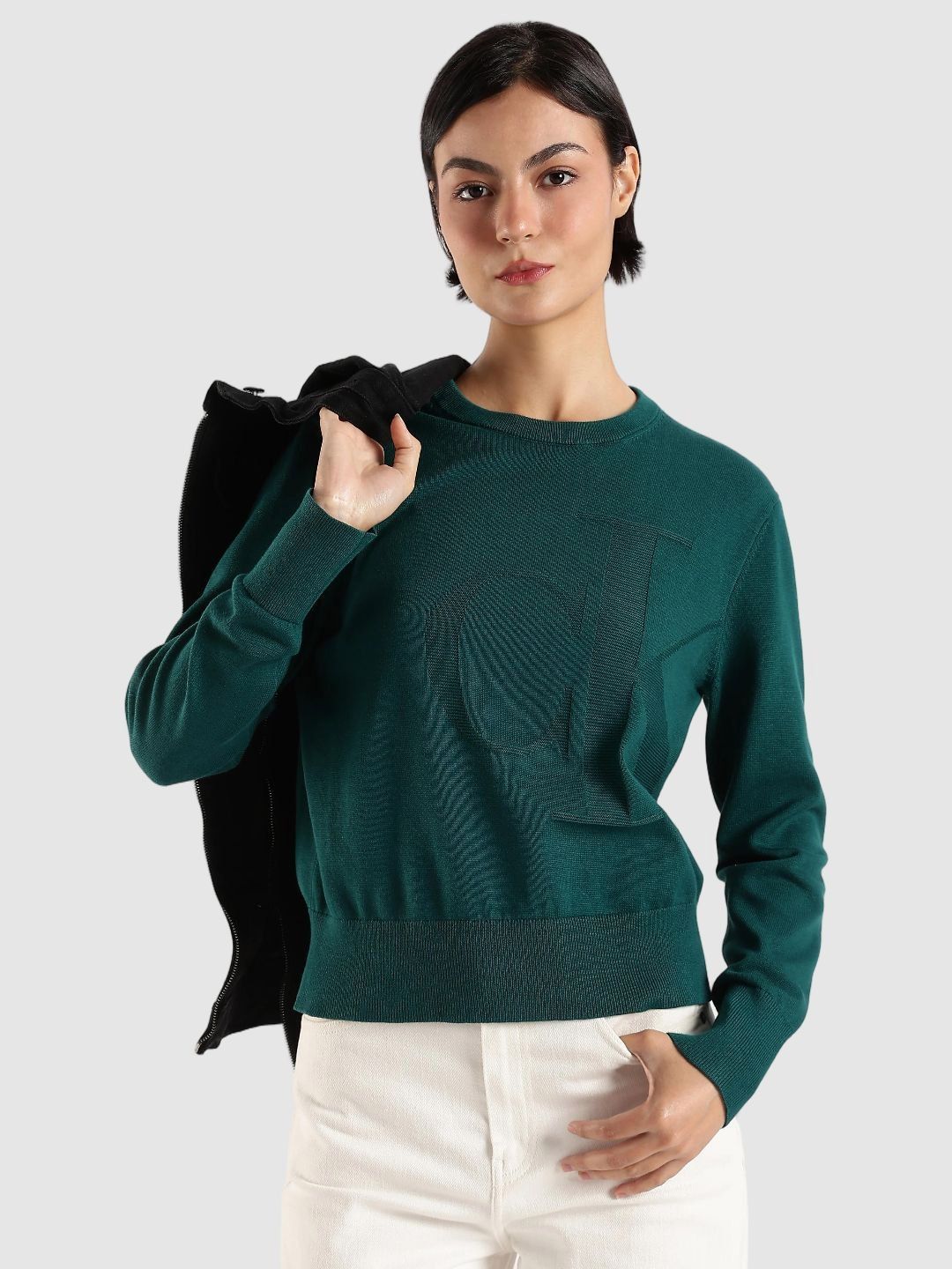 Calvin Klein Jeans Women Regular Fit Cotton Crew Neck Pullover Sweater-picture-38