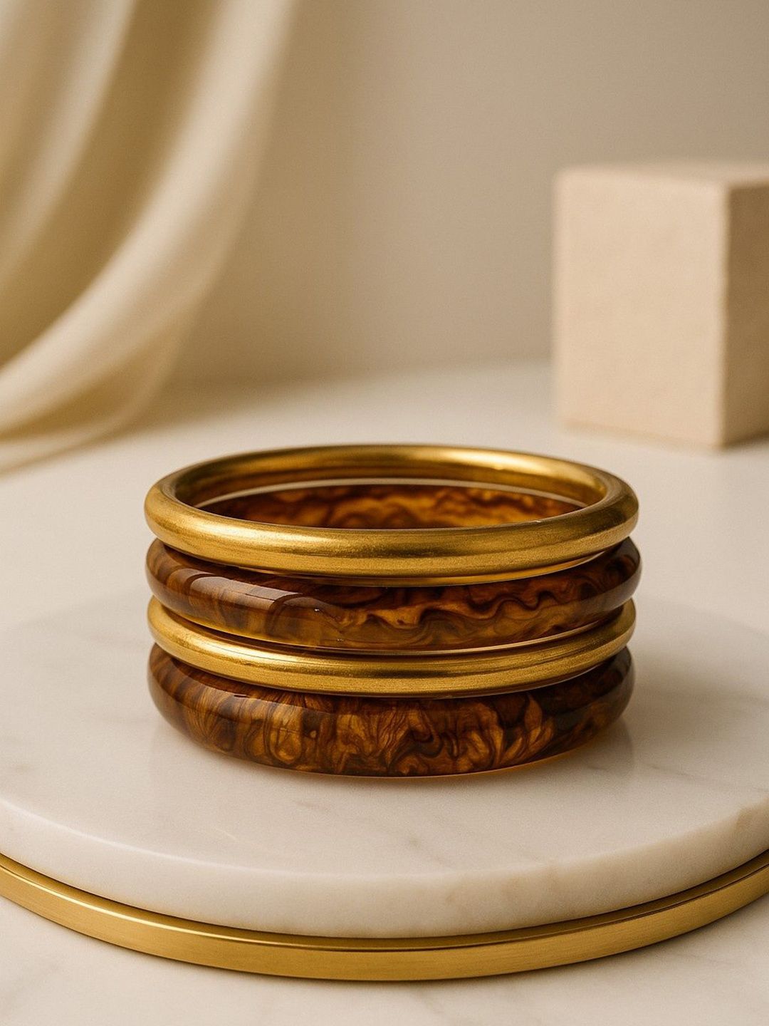 ATIBELLE Set Of 4 Gold-Plated Glossy Bangles-picture-25