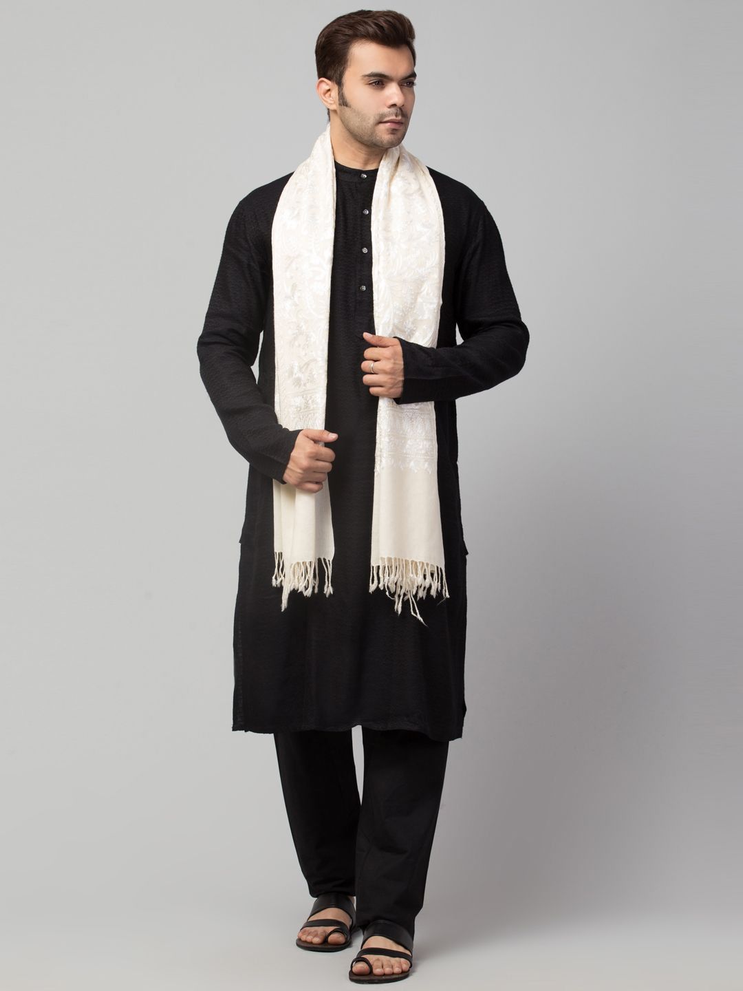Tweedle Men Embroidered Stole-picture-21