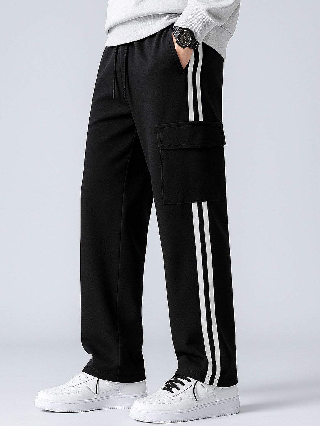 Maniac Men Colorblocked Cotton Cargo Track Pants-picture-13