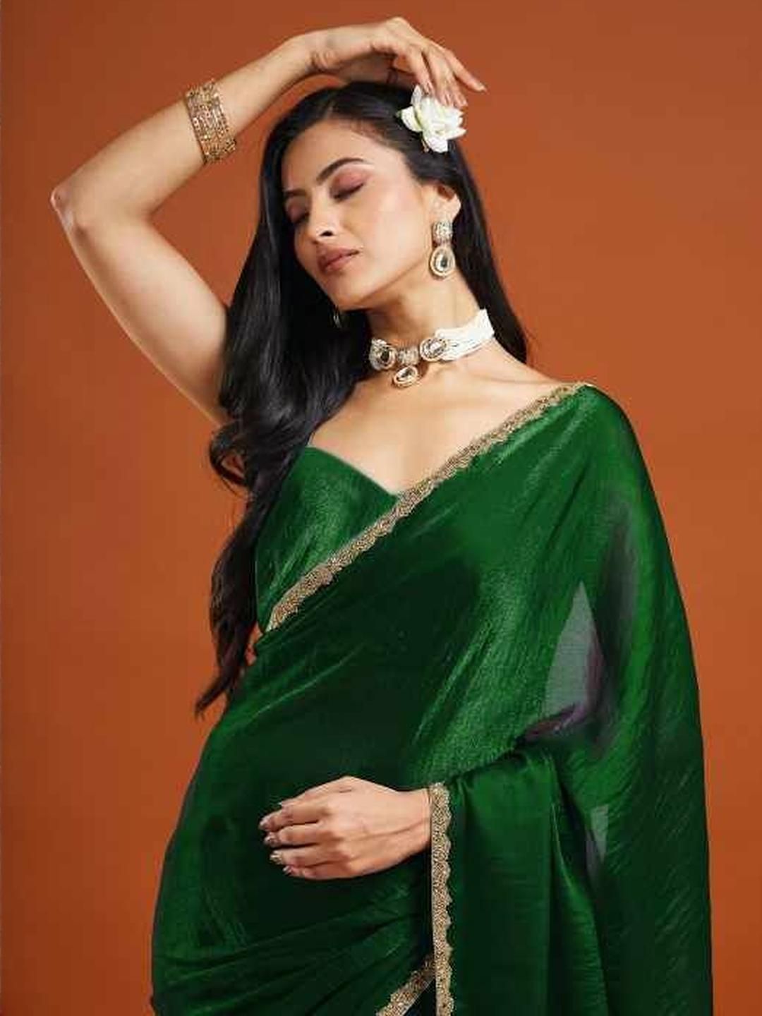LOROFY Beads and Stones Tissue Designer Saree-image-6