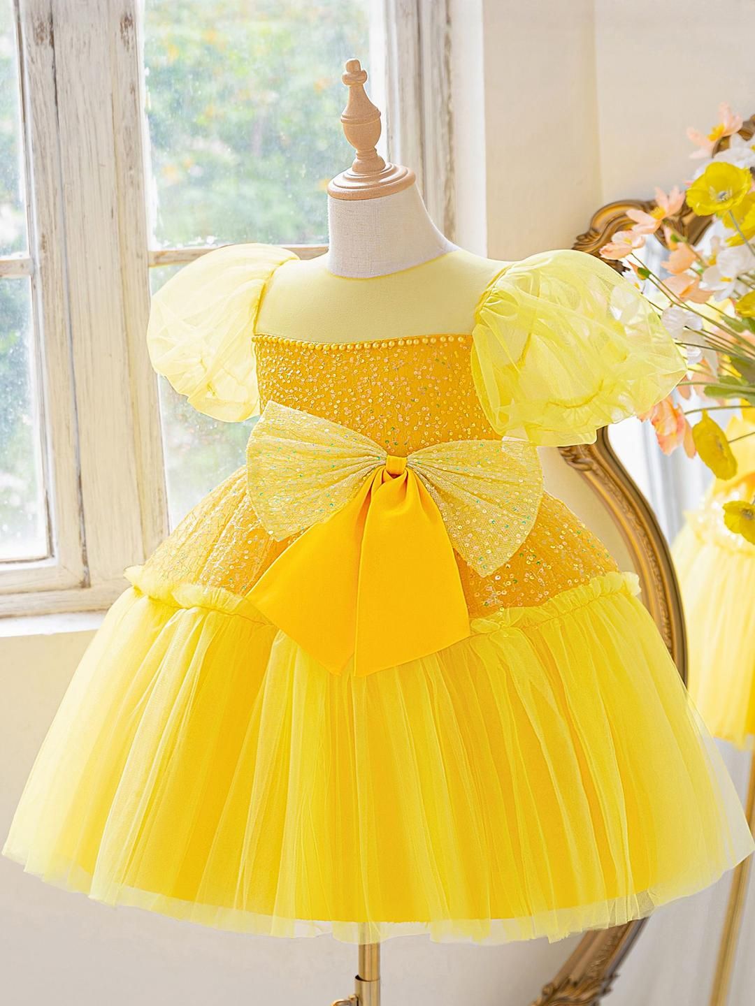 StyleCast x Revolte Girls Round Neck Embellished Sequined Bow Fit & Flare Dress-picture-21