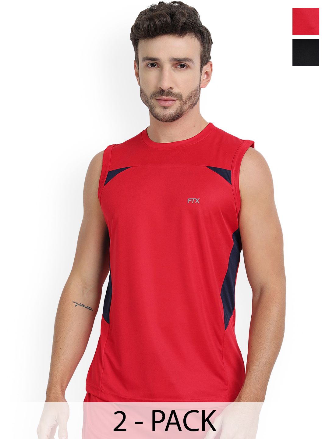FTX Pack Of 2 Colourblocked Sleeveless Breathable Gym Vests 709-3_709-4-S-picture-55