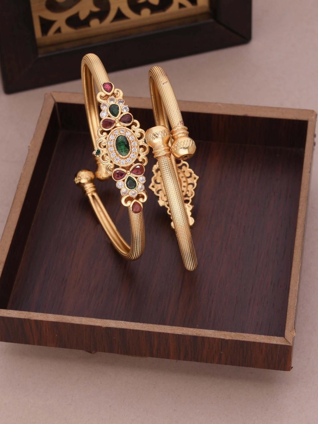 Anouk Set of 2 Gold-Plated Brass American Diamond Bangle-picture-22