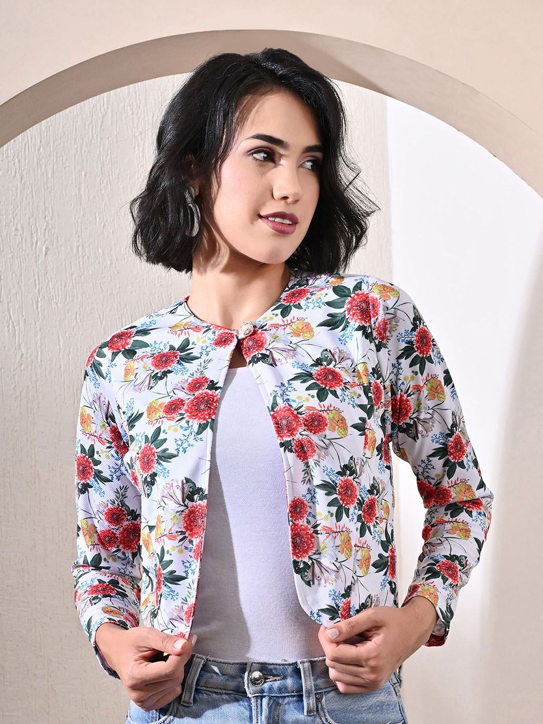 FLYING FEST Women Printed Crop Button Shrug-picture-21