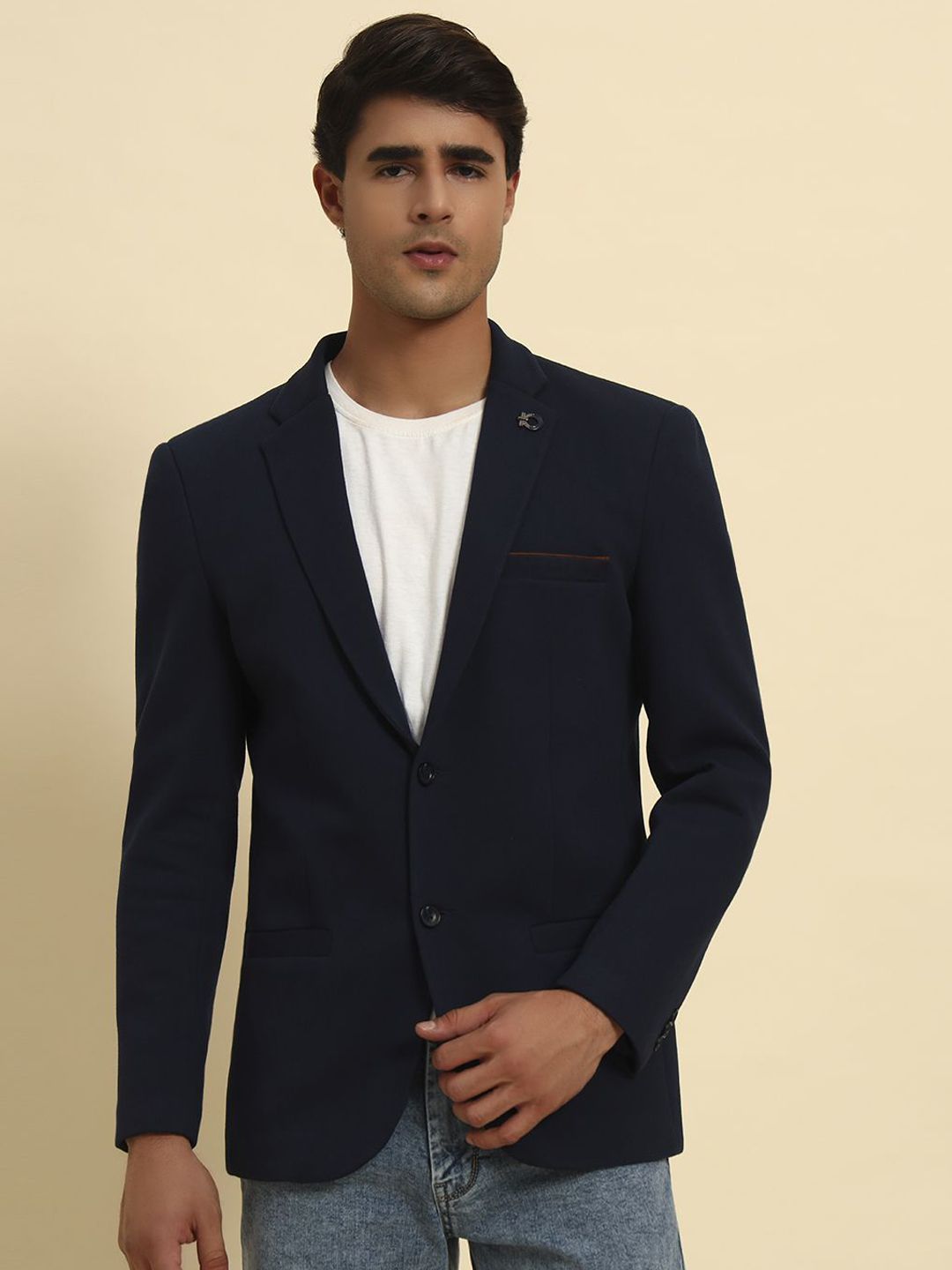 Cantabil Smart Fit Notched Lapel Long Sleeve Single Breasted Blazer-picture-38
