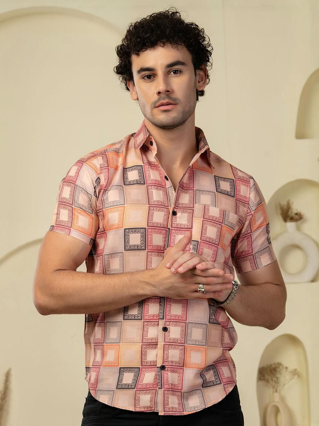 TANDUL Men Smart Slim Fit Geometric Printed Spread Collar Casual Shirt-picture-36