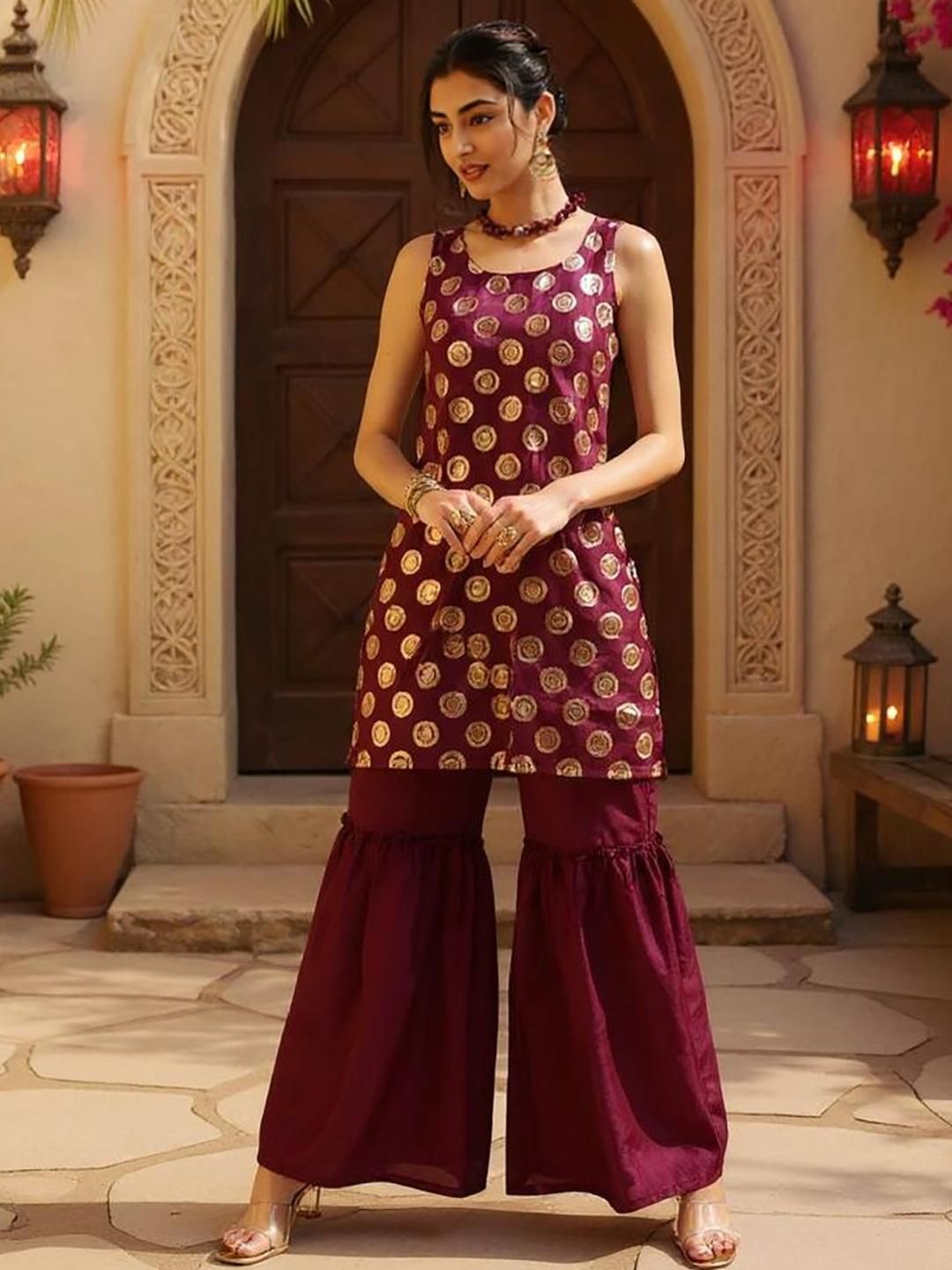 SZN Women Ethnic Motifs Printed Regular Kurta with Sharara