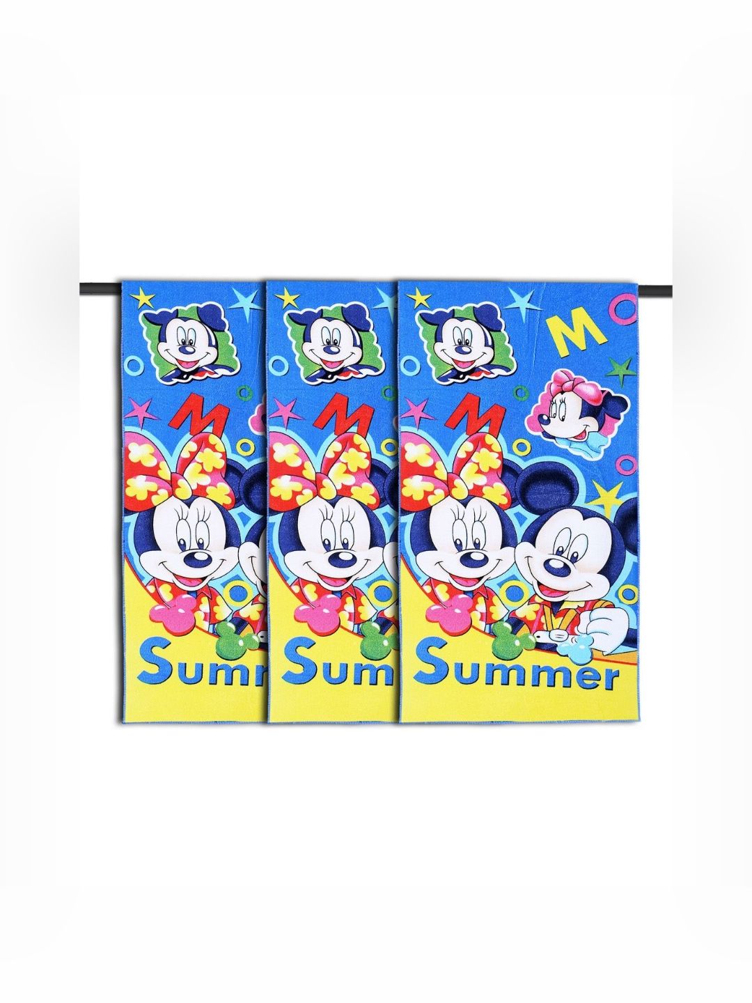 YK Blue & Yellow 3 Printed Cotton 400 GSM Bath Towel-picture-34