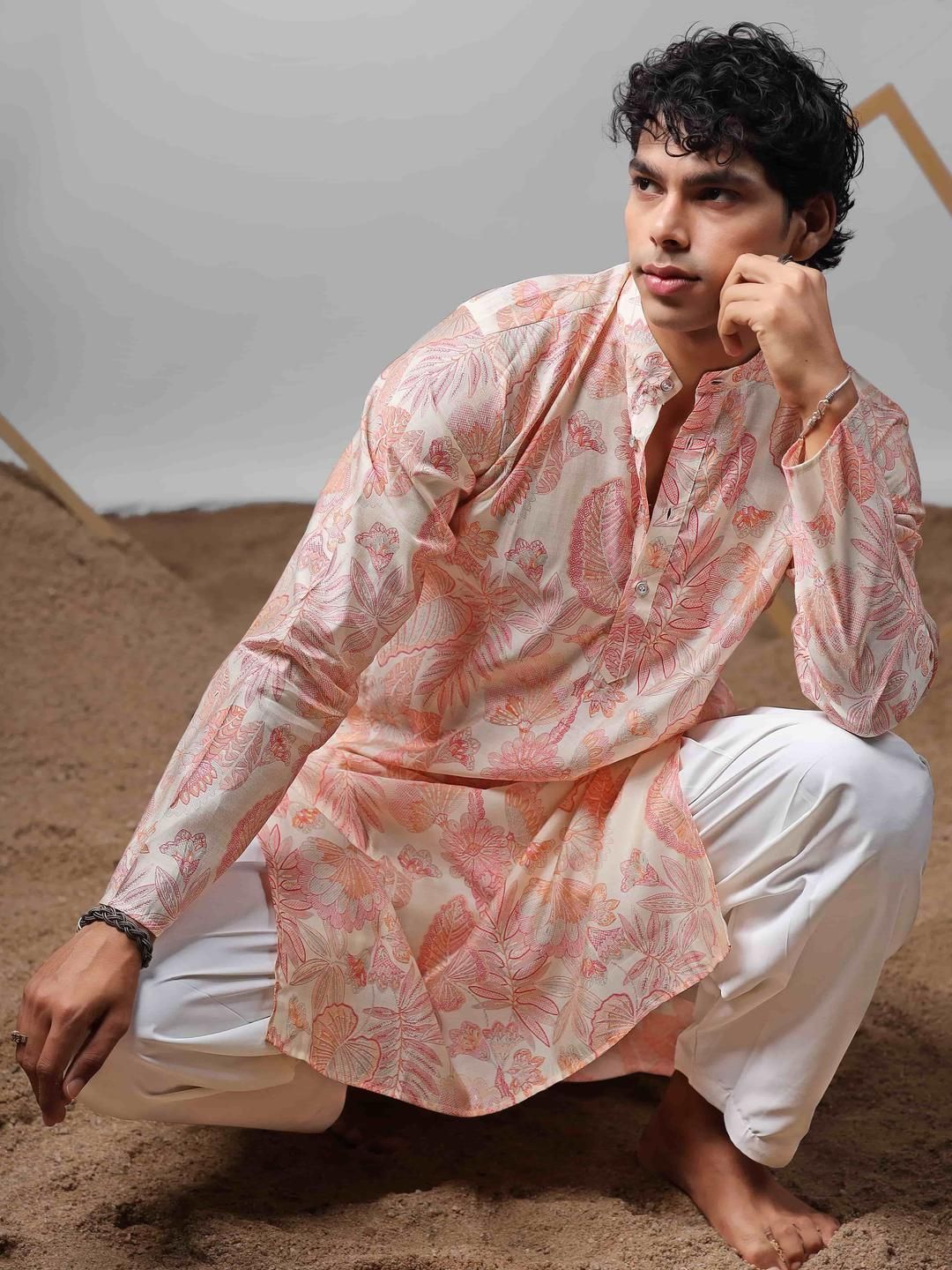 Rawayi Men Floral Printed Festive Straight Kurta-picture-15