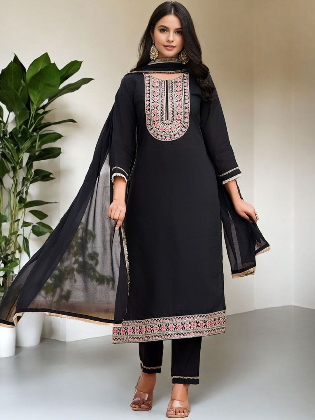 SZN Women Printed Regular Kurta with Trousers & With Dupatta