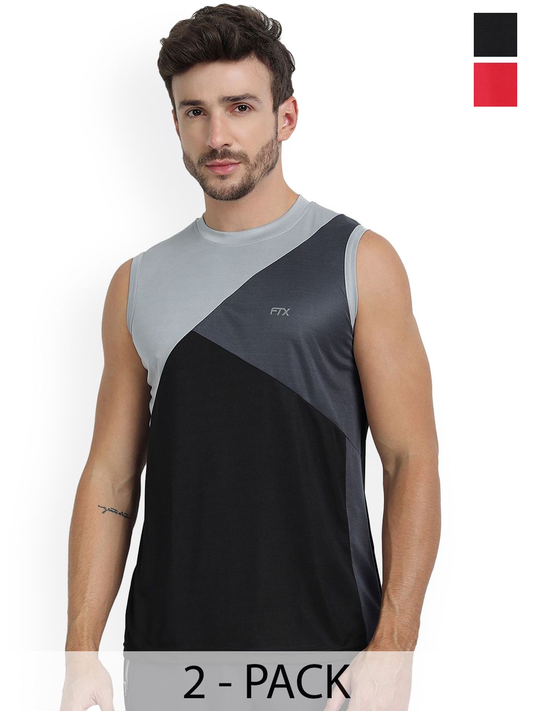 FTX Pack Of 2 Colourblocked Gym Vests 709-3_709-12-S-picture-37