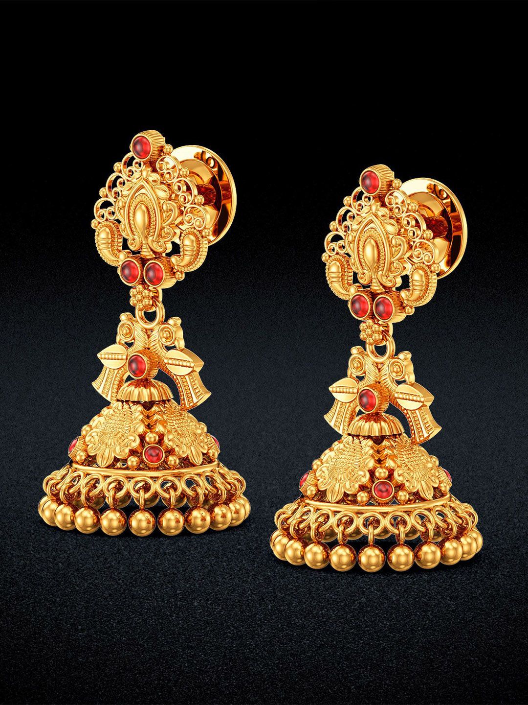 Joyalukkas Peacock Paisley Glitz Gold Jhumkas- 9.2 gms-picture-58