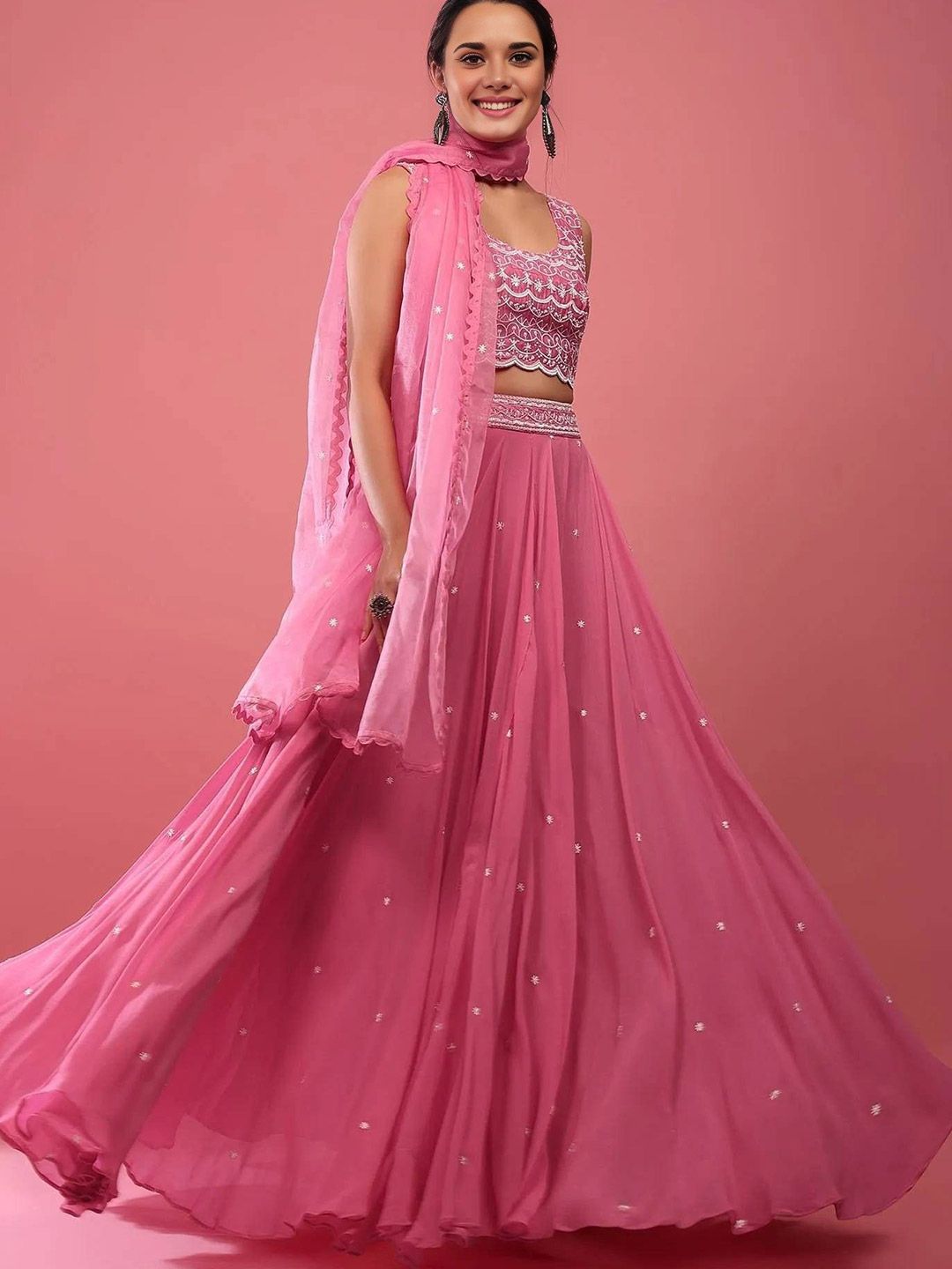 NEEL ART Embroidered Sequinned Semi-Stitched Lehenga & Unstitched Blouse With Dupatta-picture-19