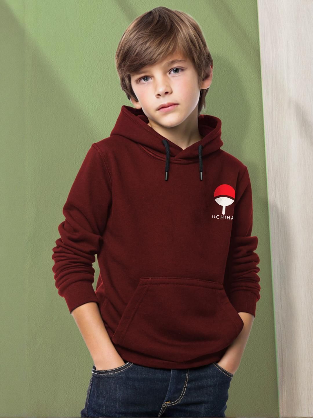 LONDON STREETS Kids Maroon Printed Hooded Sweatshirt-picture-35