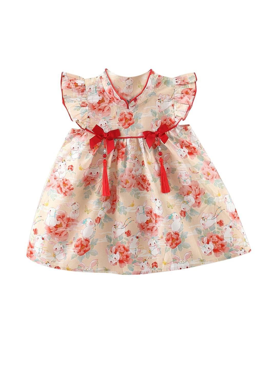 StyleCast x Revolte Girls V-Neck Flutter Sleeves Fit and Flare Dress-picture-25
