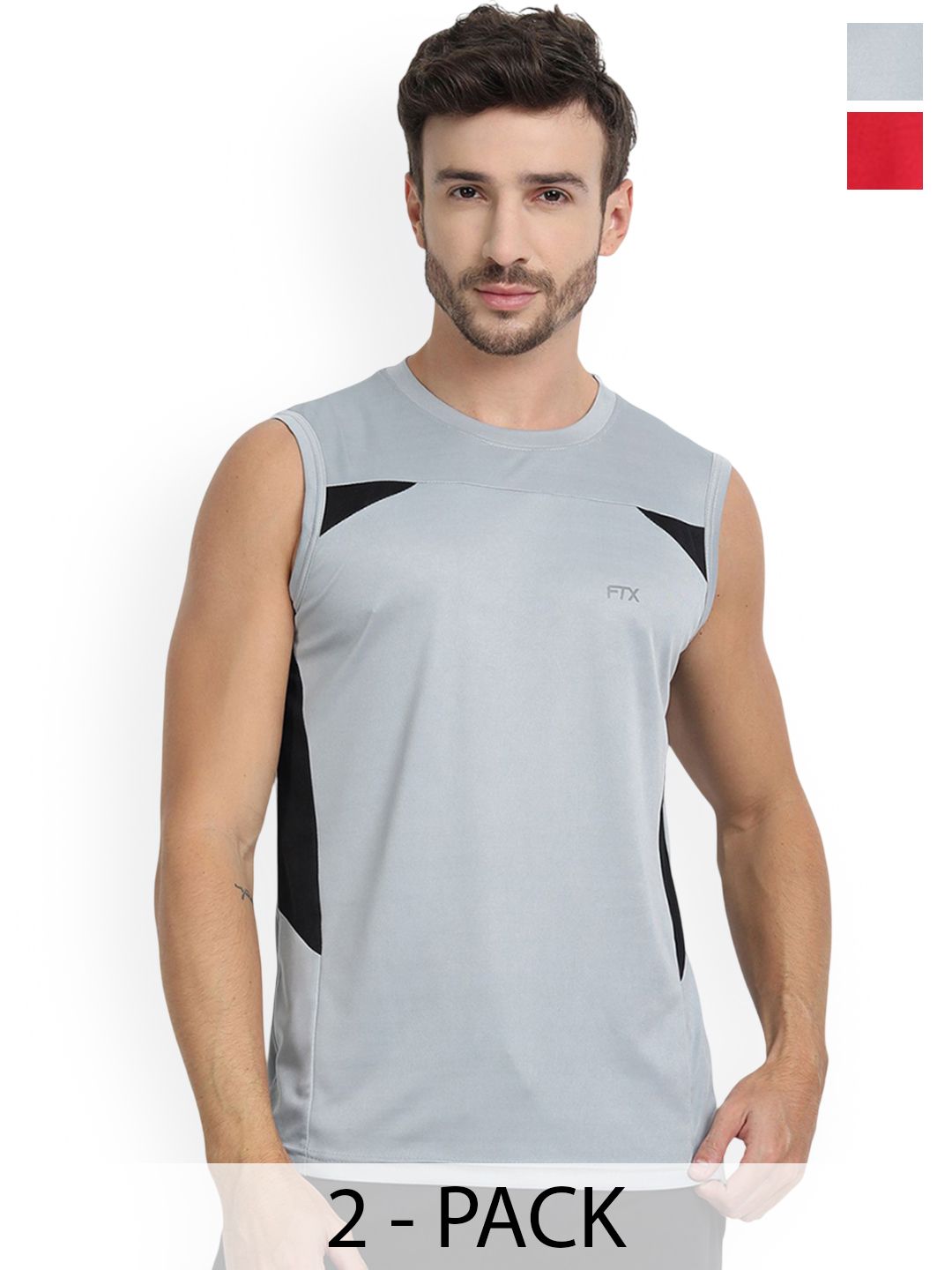 FTX Pack Of 2 Colourblocked Sleeveless Breathable Gym Vests 709-1_709-3-S-picture-32