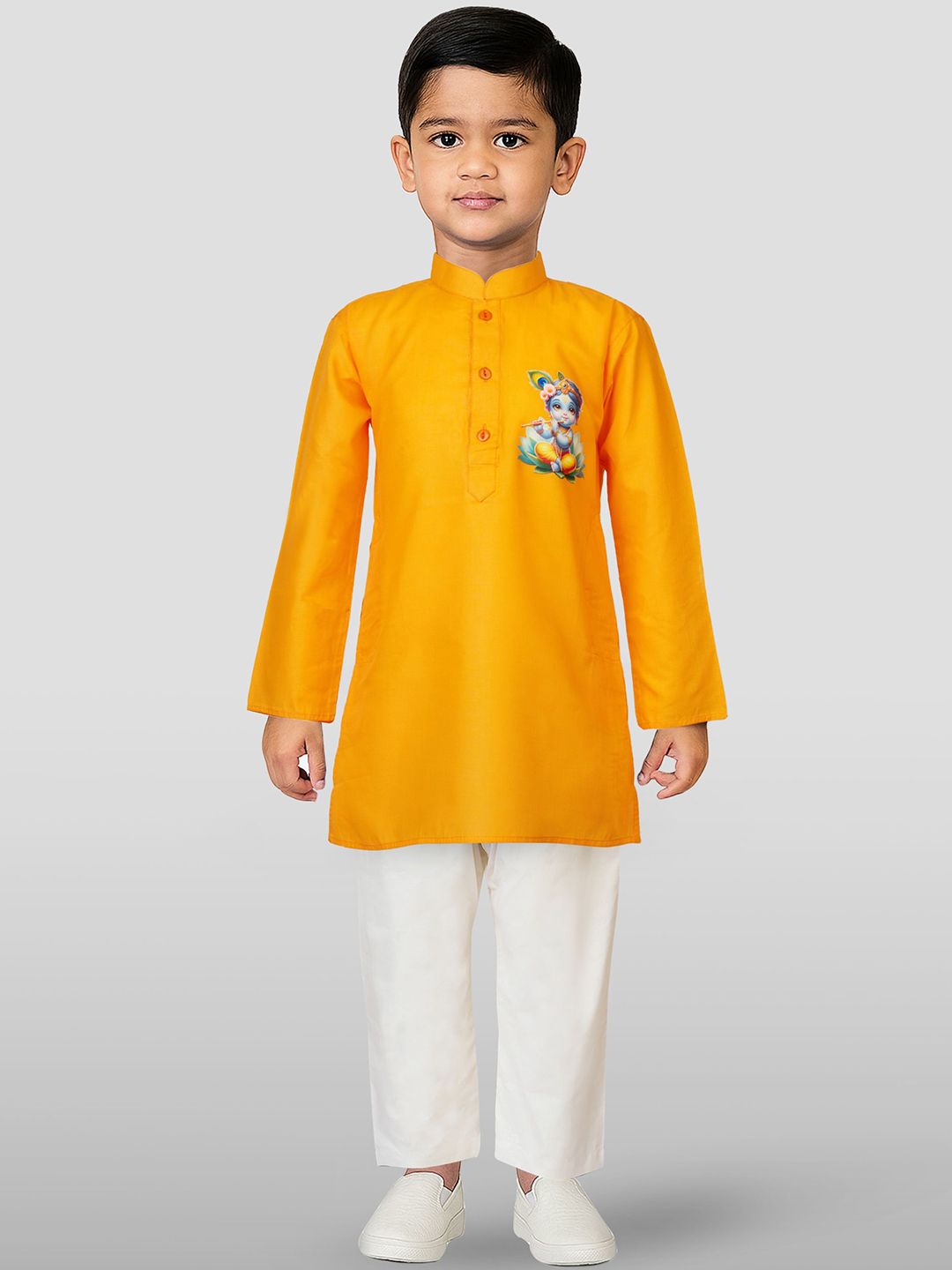 JBN Creation Boys Quirky Printed Band Collar Regular Kurta With Pyjamas-picture-30