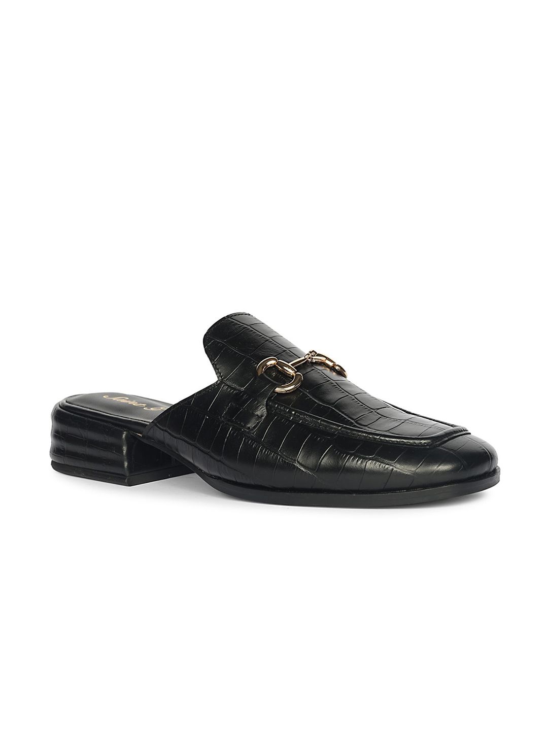 Saint G Women Textured Square Toe Laser Cuts Leather Mules-image-44