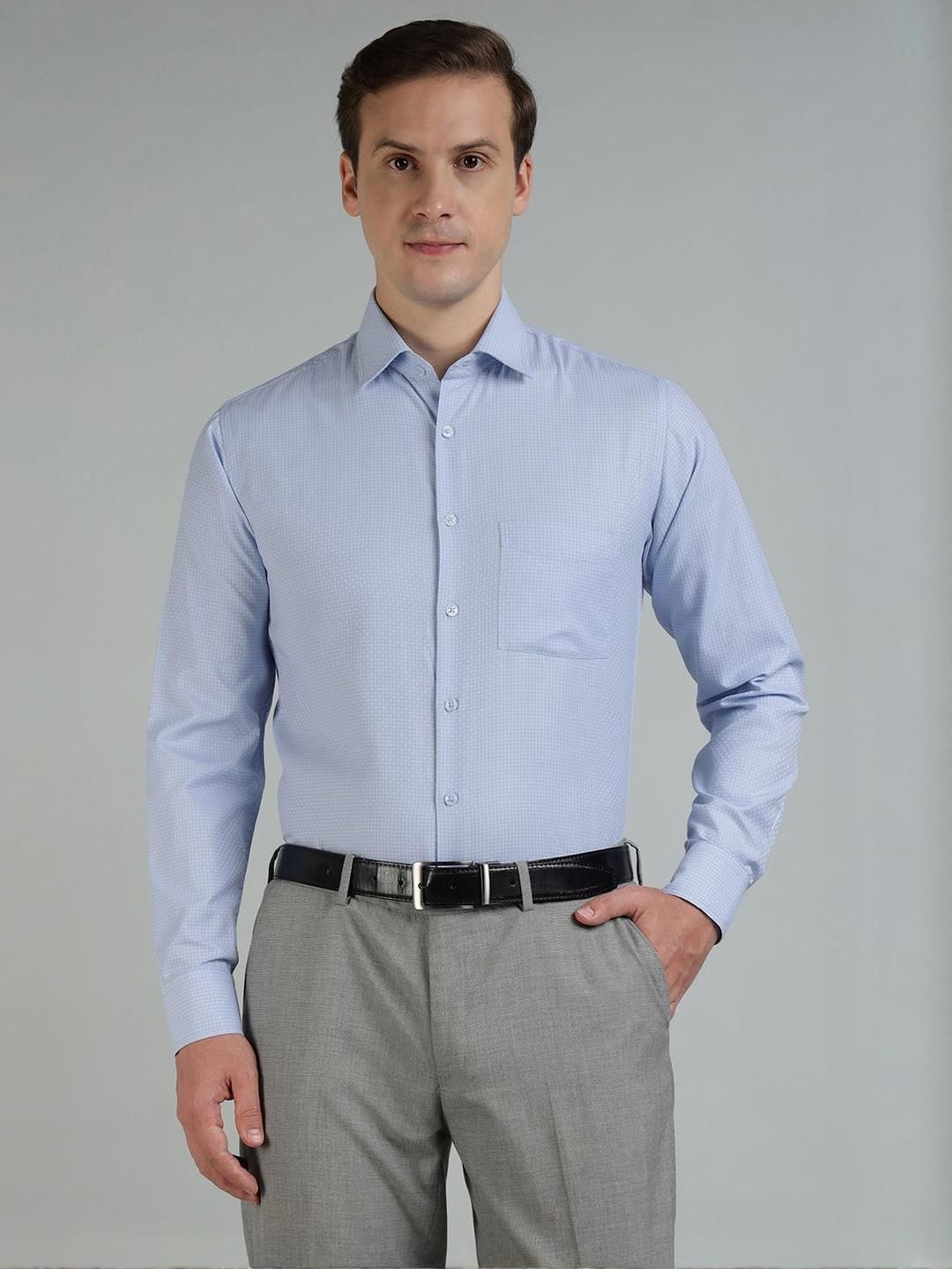 Richlook Men Classic Slim Fit Textured Spread Collar Cotton Formal Shirt-picture-16
