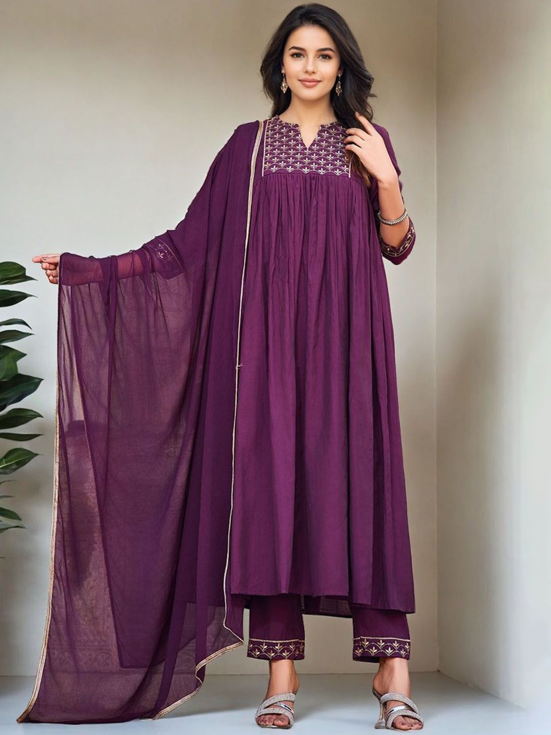 SZN Women Floral Embroidered Regular Kurta with Trousers &  Dupatta