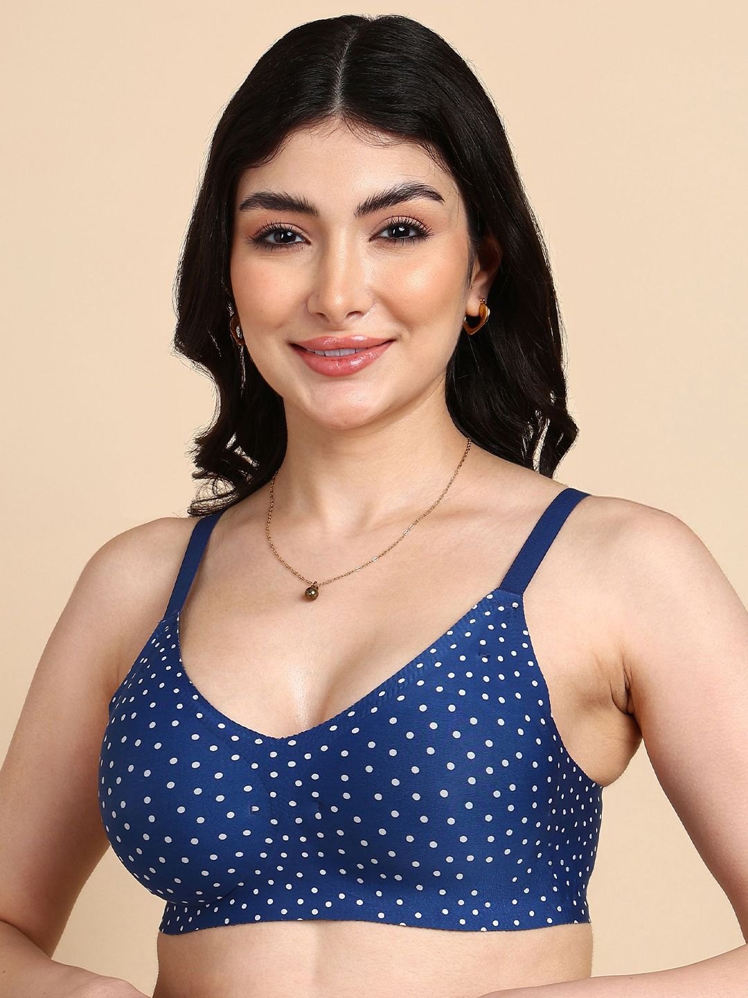 Tweens Women Polka Dot Printed Full Coverage Lightly Padded and Non-Wired Bra