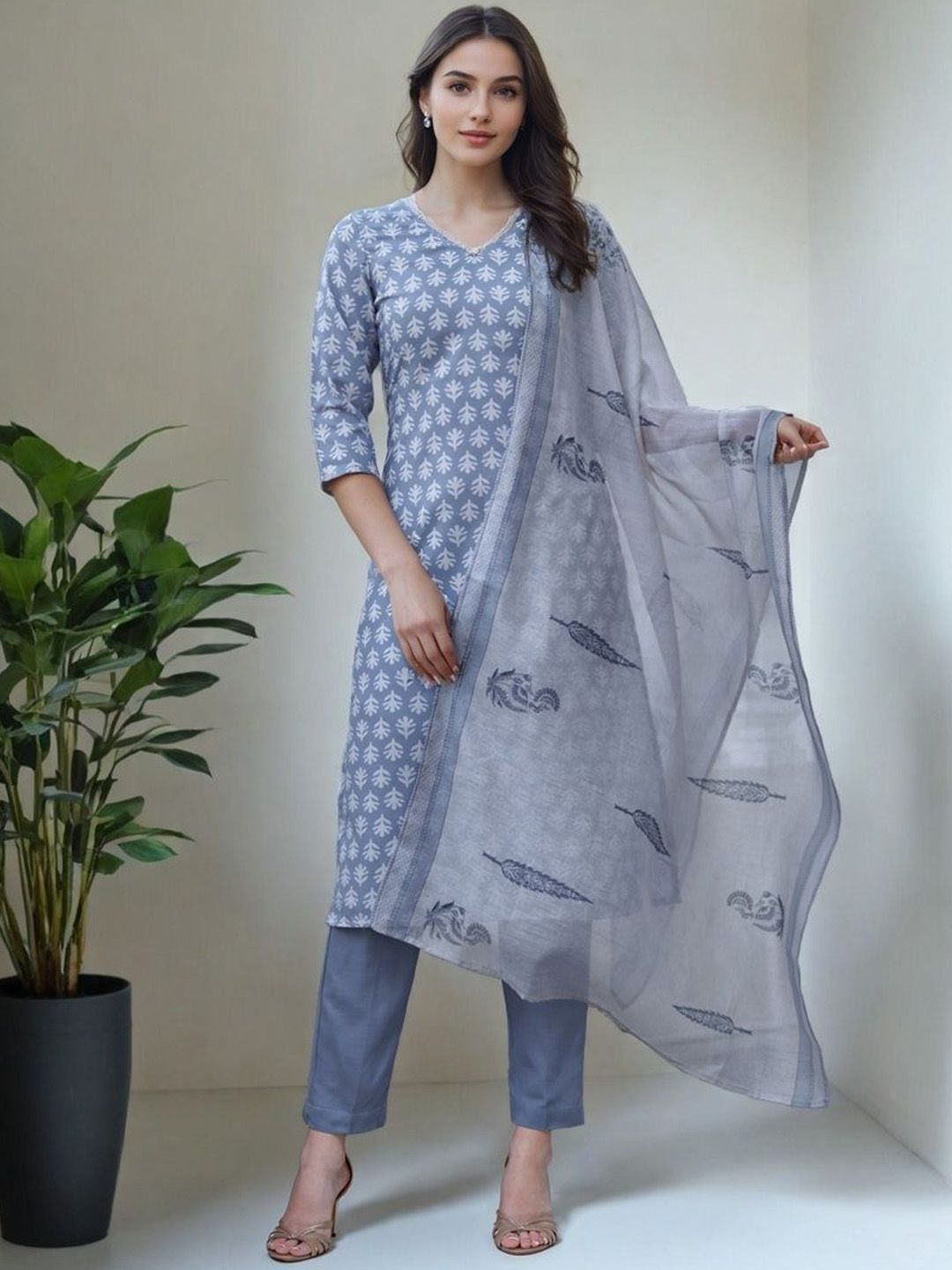 SZN Women Ethnic Motifs Printed Kurta with Trousers & Dupatta-picture-38