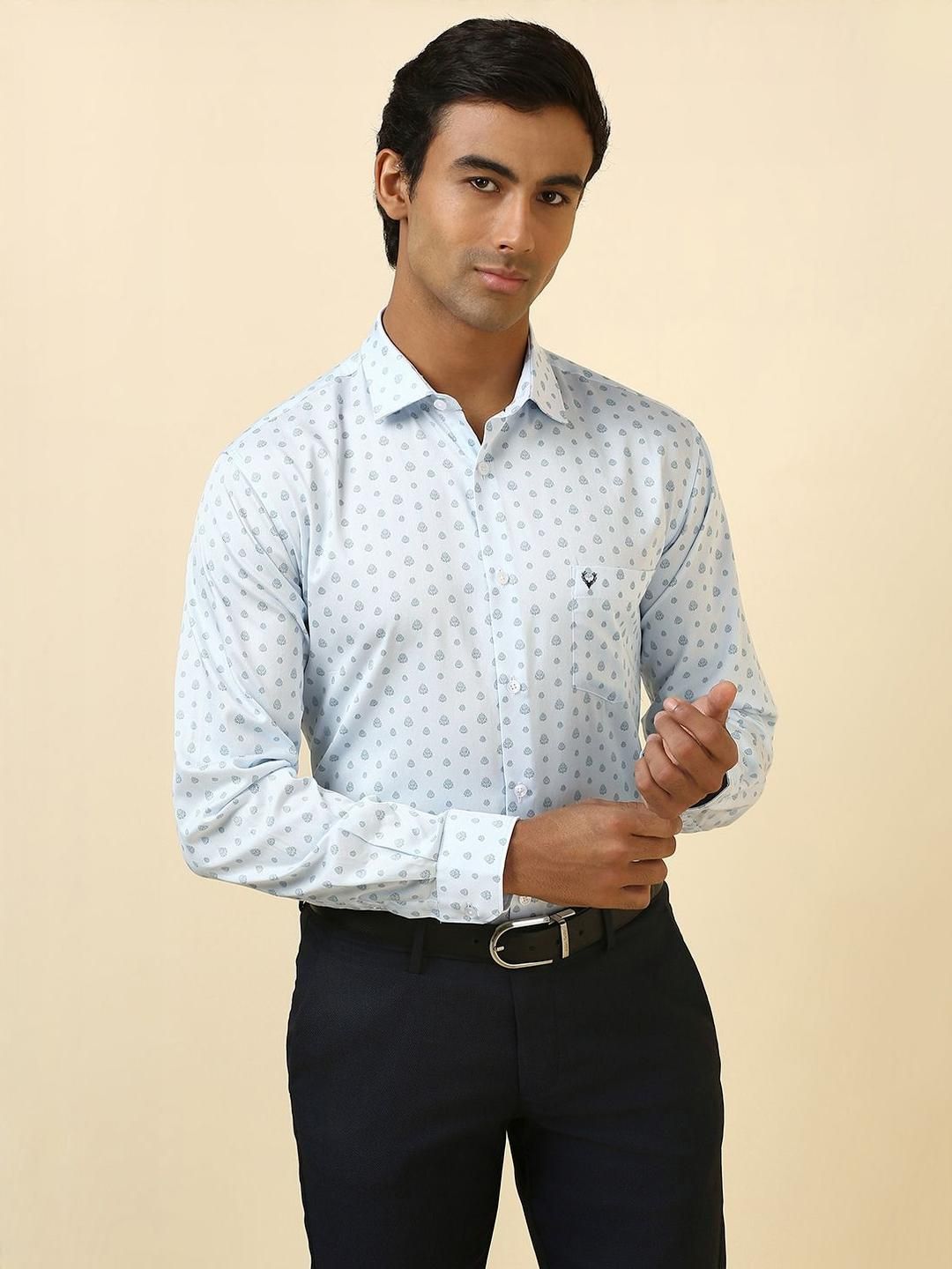 Allen Solly Floral Printed Spread Collar Slim Fit Formal Pure Cotton Shirt-picture-28