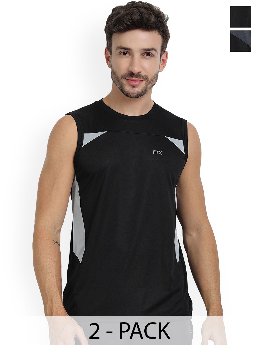 FTX Pack Of 2 Colourblocked Sleeveless Breathable Gym Vests 709-2_709-12-S-picture-22