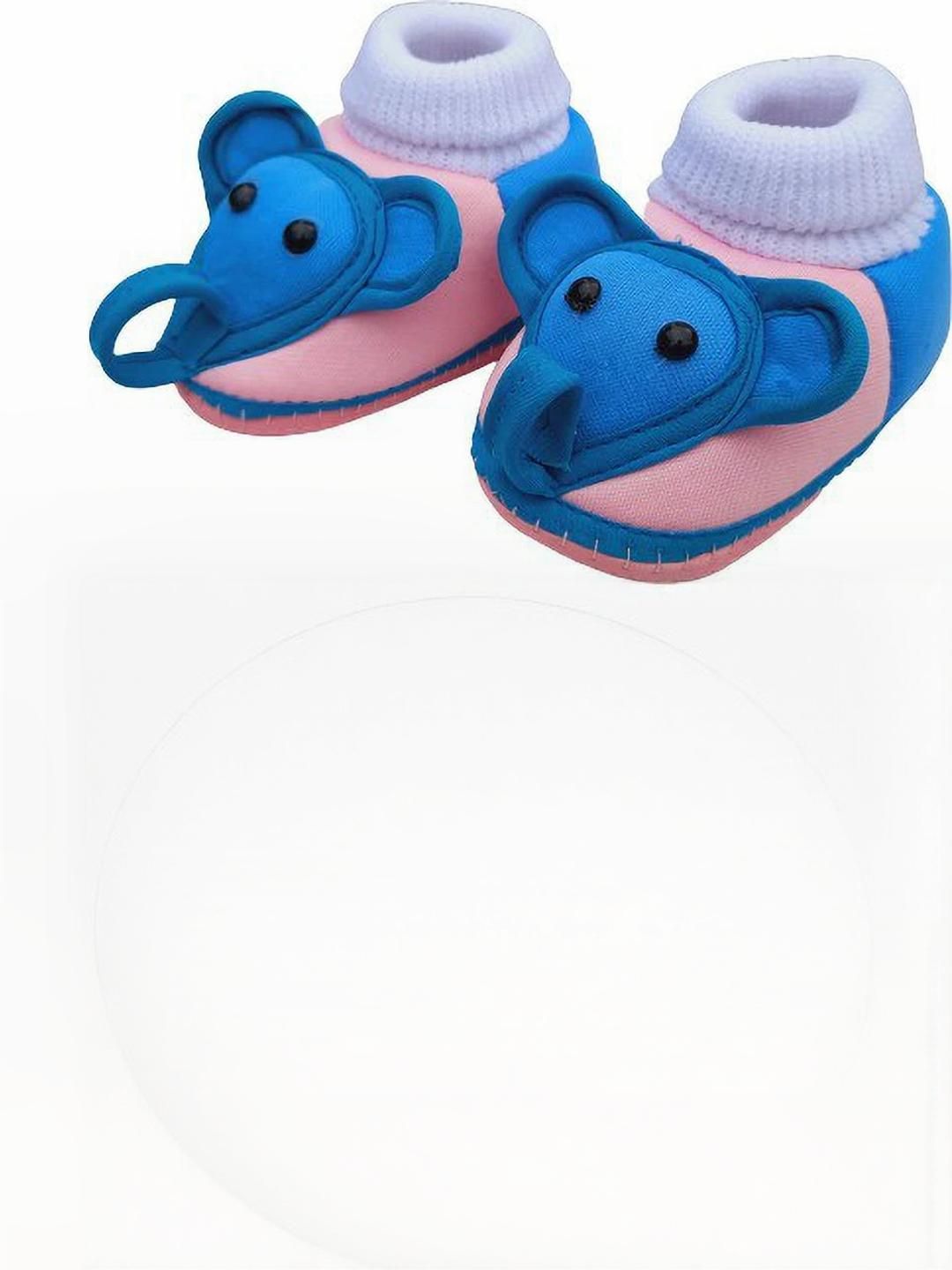 LMN CHILD CARE Unisex Kids Pink & Blue Elephant Printed Cotton Booties-picture-34
