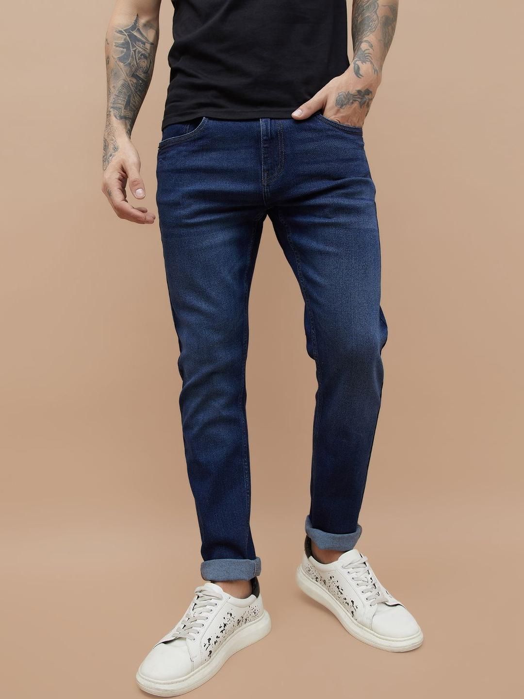 Fame Forever by Lifestyle Men Tapered Fit Mid-Rise Light Fade Cotton Jeans-picture-40