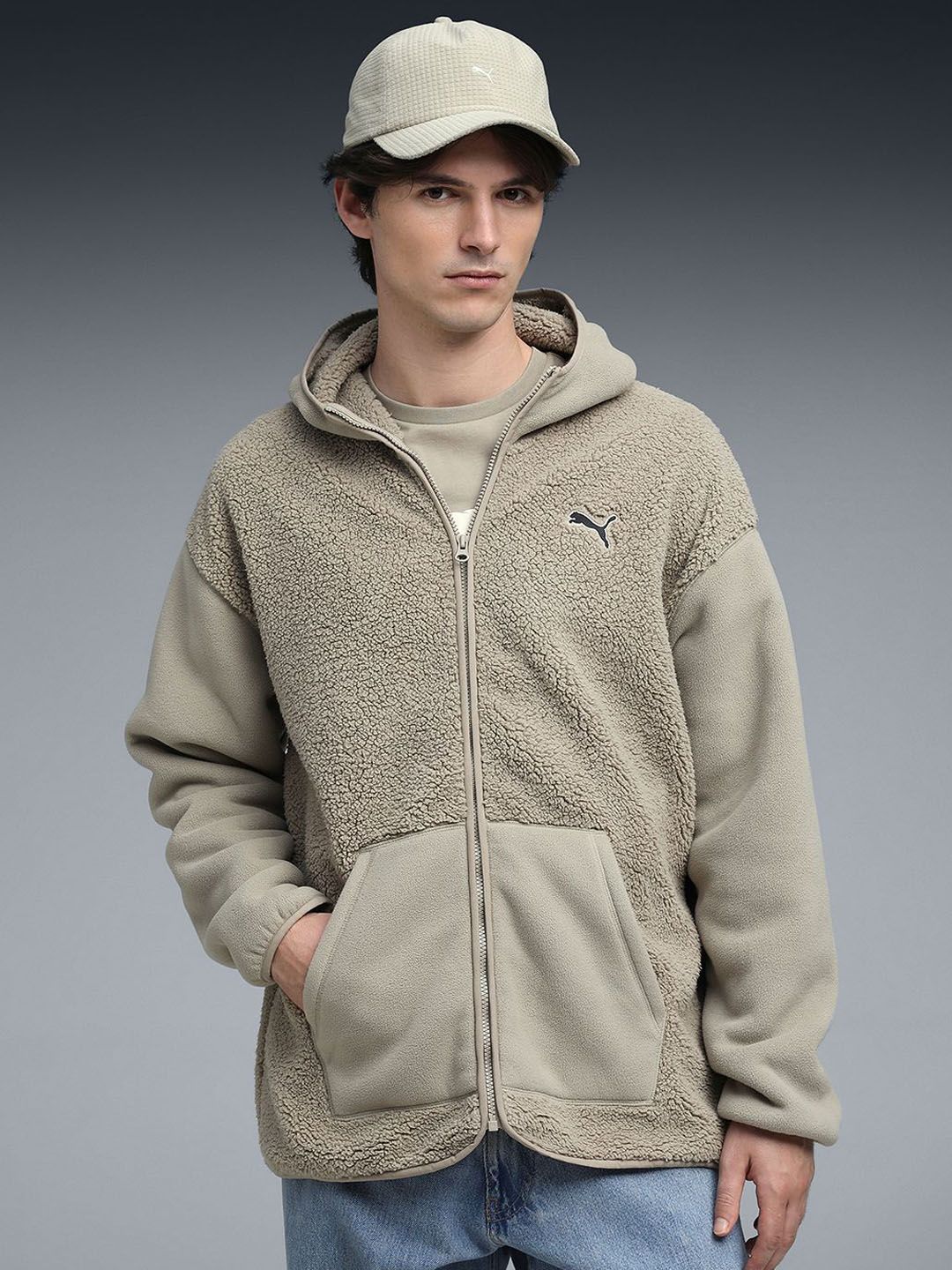 Puma Men Essentials Elevated Relaxed Full-Zip Hoodie Quilted Jacket-picture-40